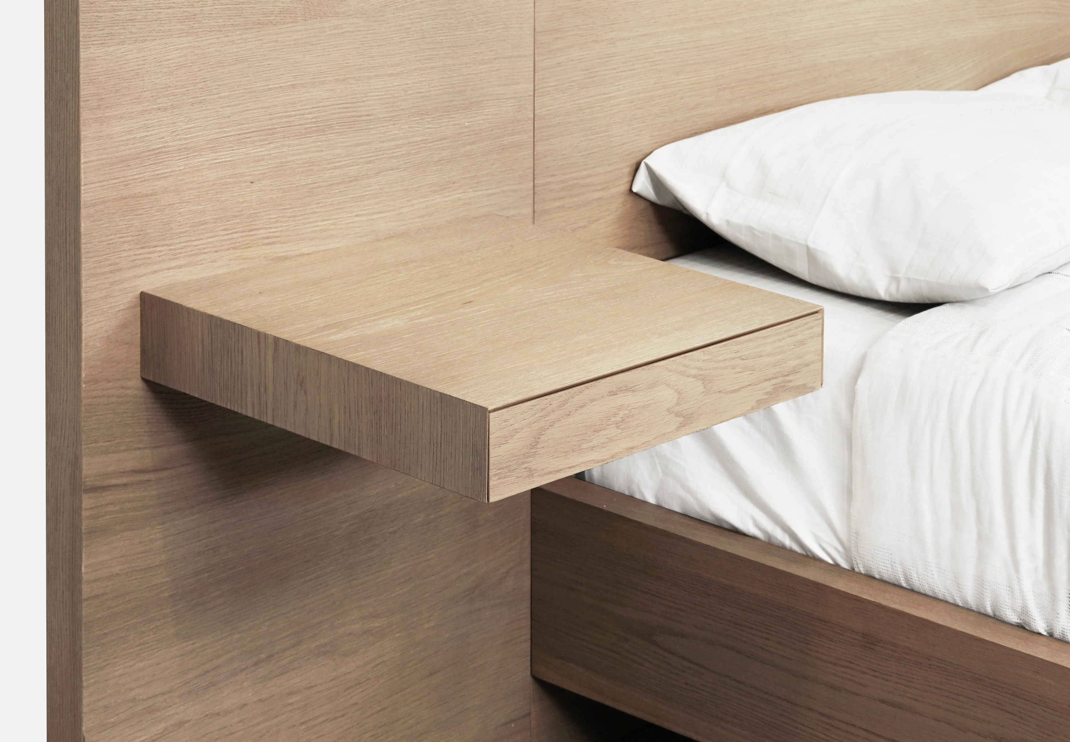 One Coastal Modern Live Edge Queen Wall Bed with Floating Nightstands in Bisque - Image 9