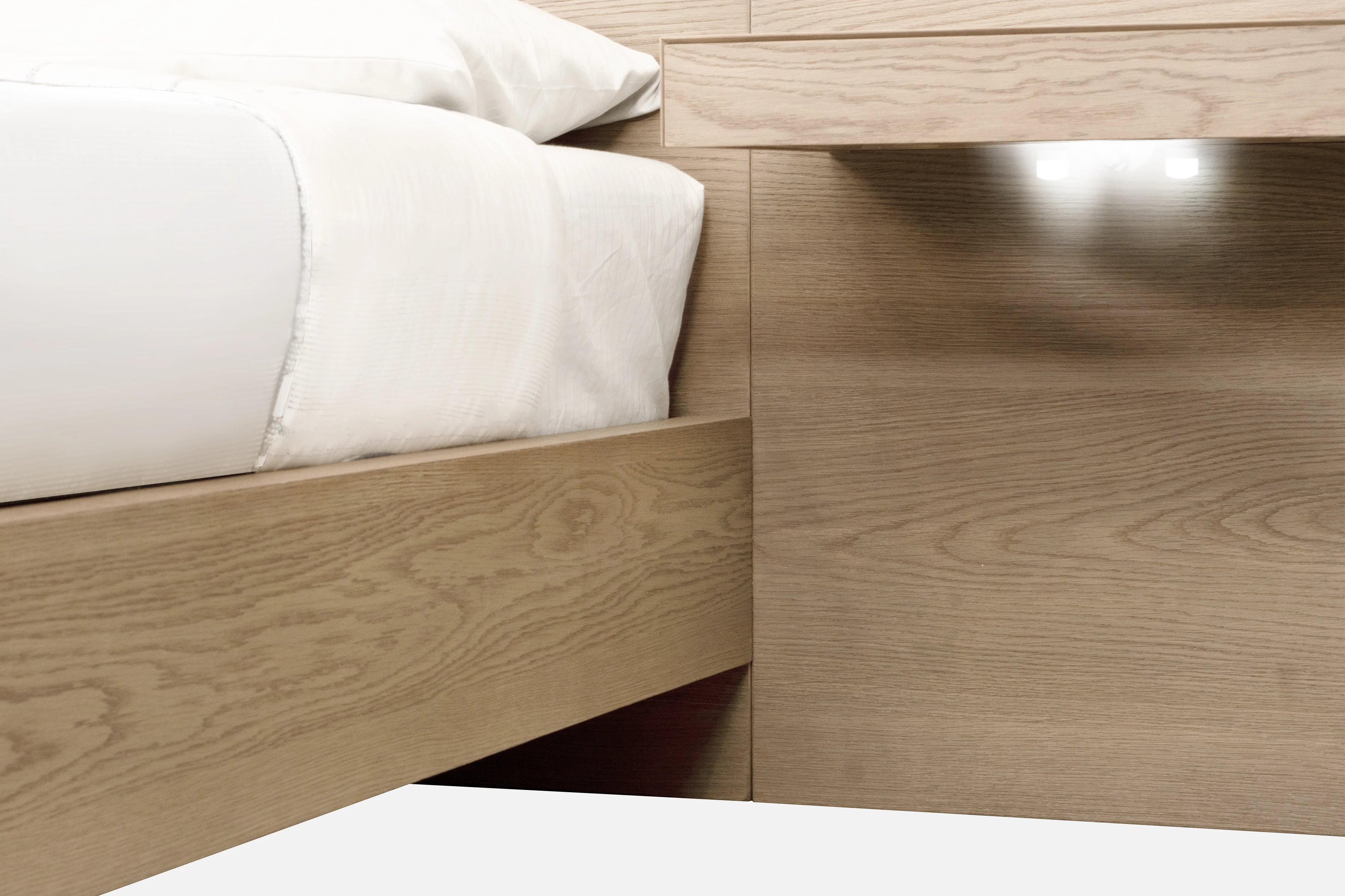 One Coastal Modern Live Edge Eastern King Wall Bed with Floating Nightstands in Bisque - Image 8