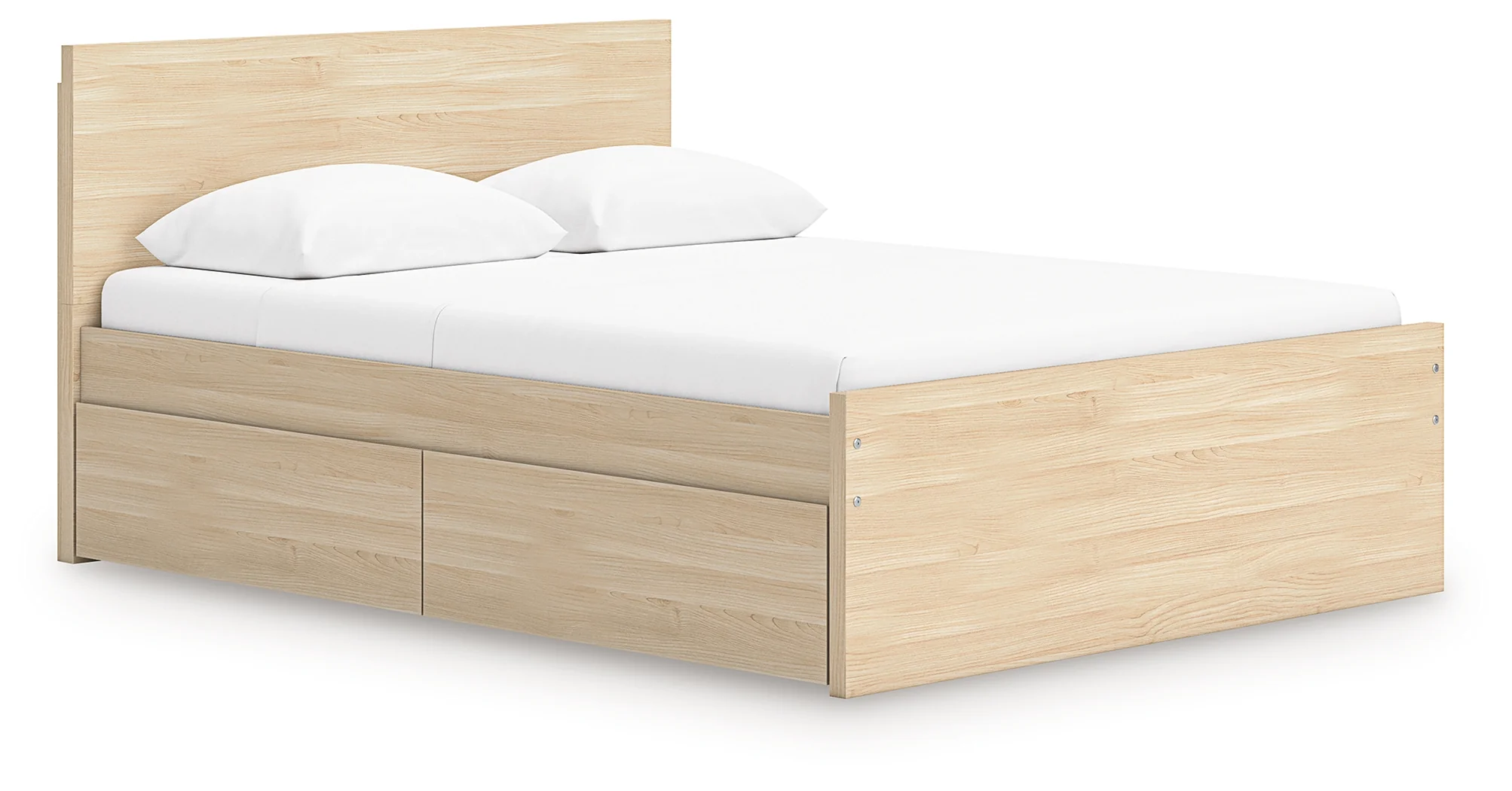 Onita Natural Full Panel Platform Bed with 2 Side Storage - Image 2