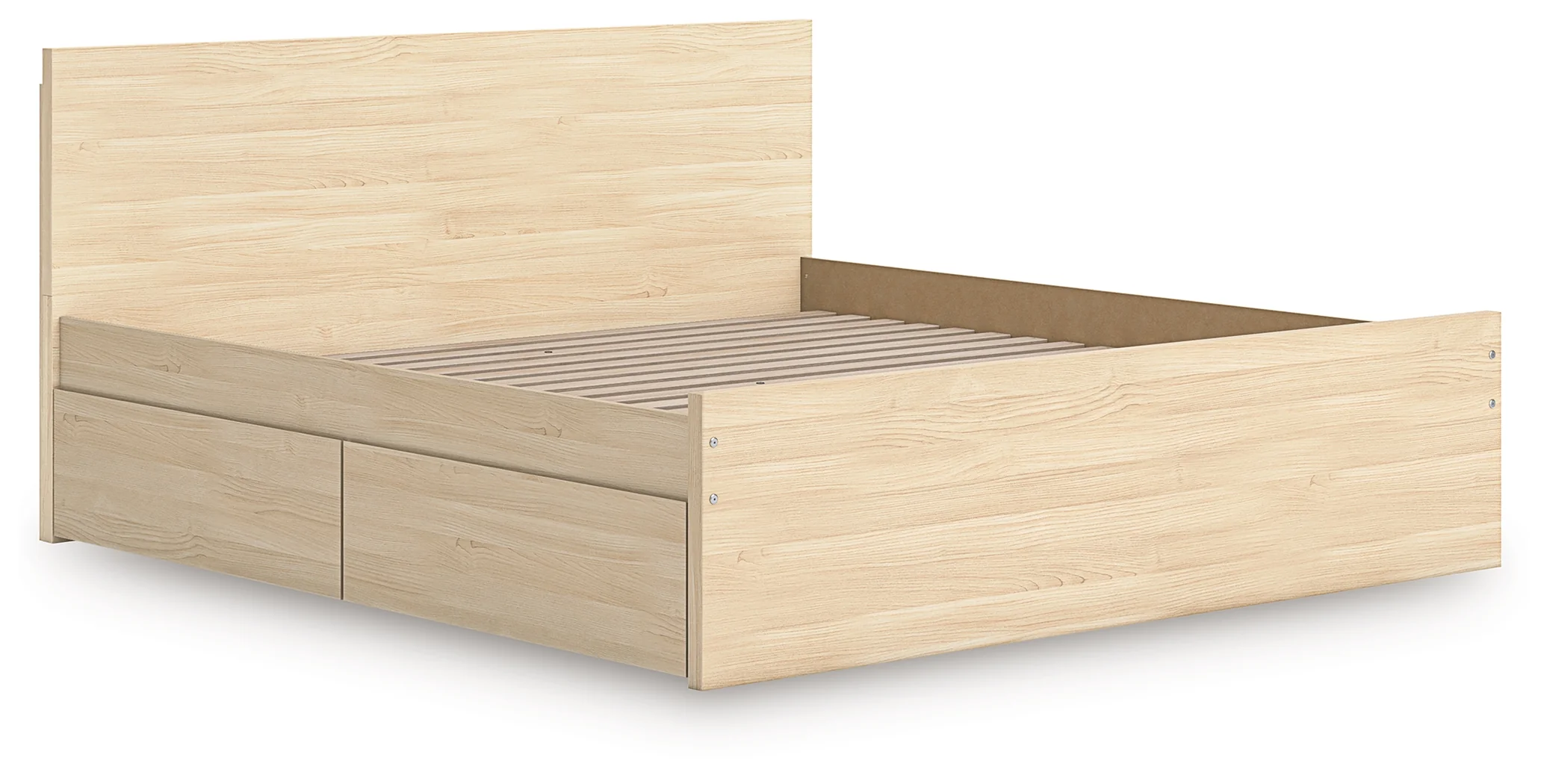 Onita Natural King Panel Platform Bed with 2 Side Storage - Image 4