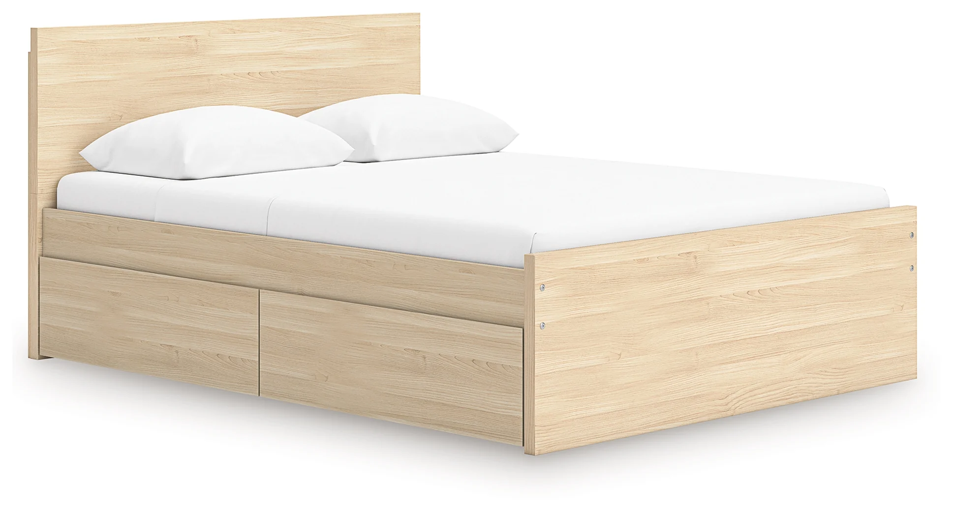Onita Natural Queen Panel Platform Bed with 1 Side Storage - Image 2