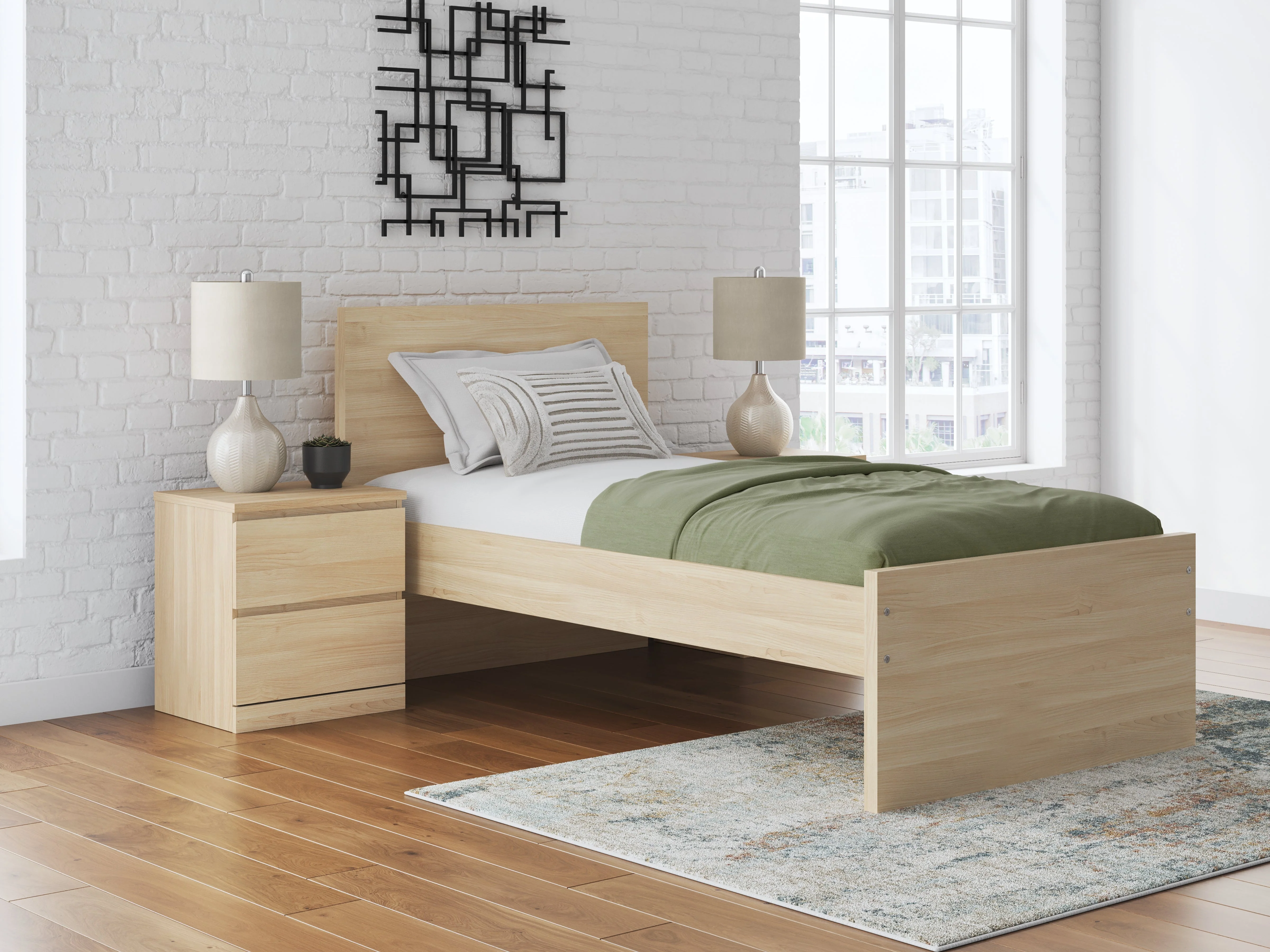 Onita Natural Twin Panel Platform Bed (Online Special Price)
