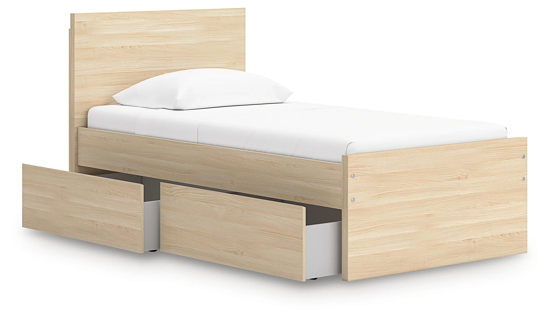 Onita Natural Twin Panel Platform Bed with 1 Side Storage - Image 5