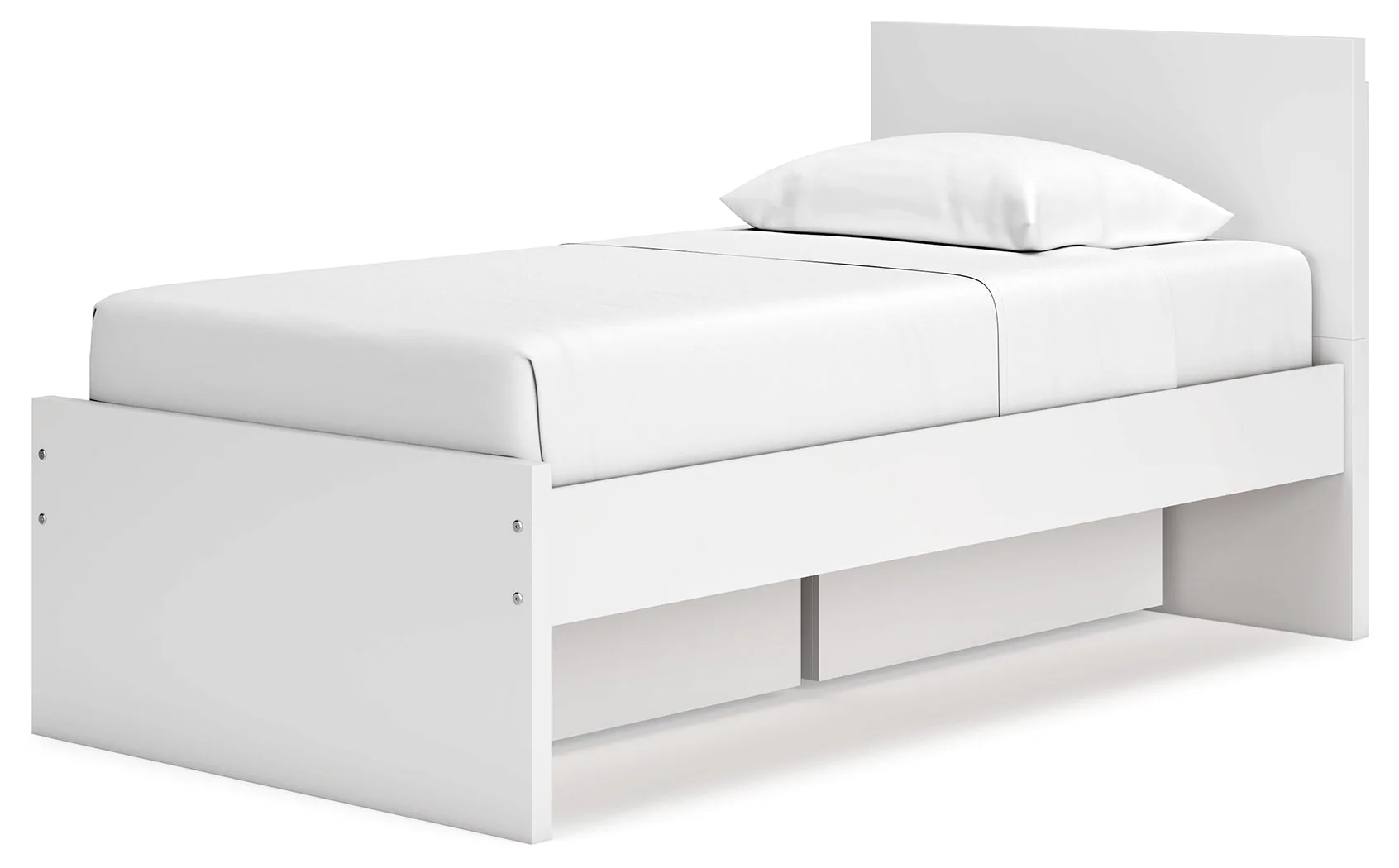 Onita White Twin Panel Platform Youth Bed with 1 Side Storage (Online Special Price) - Image 4