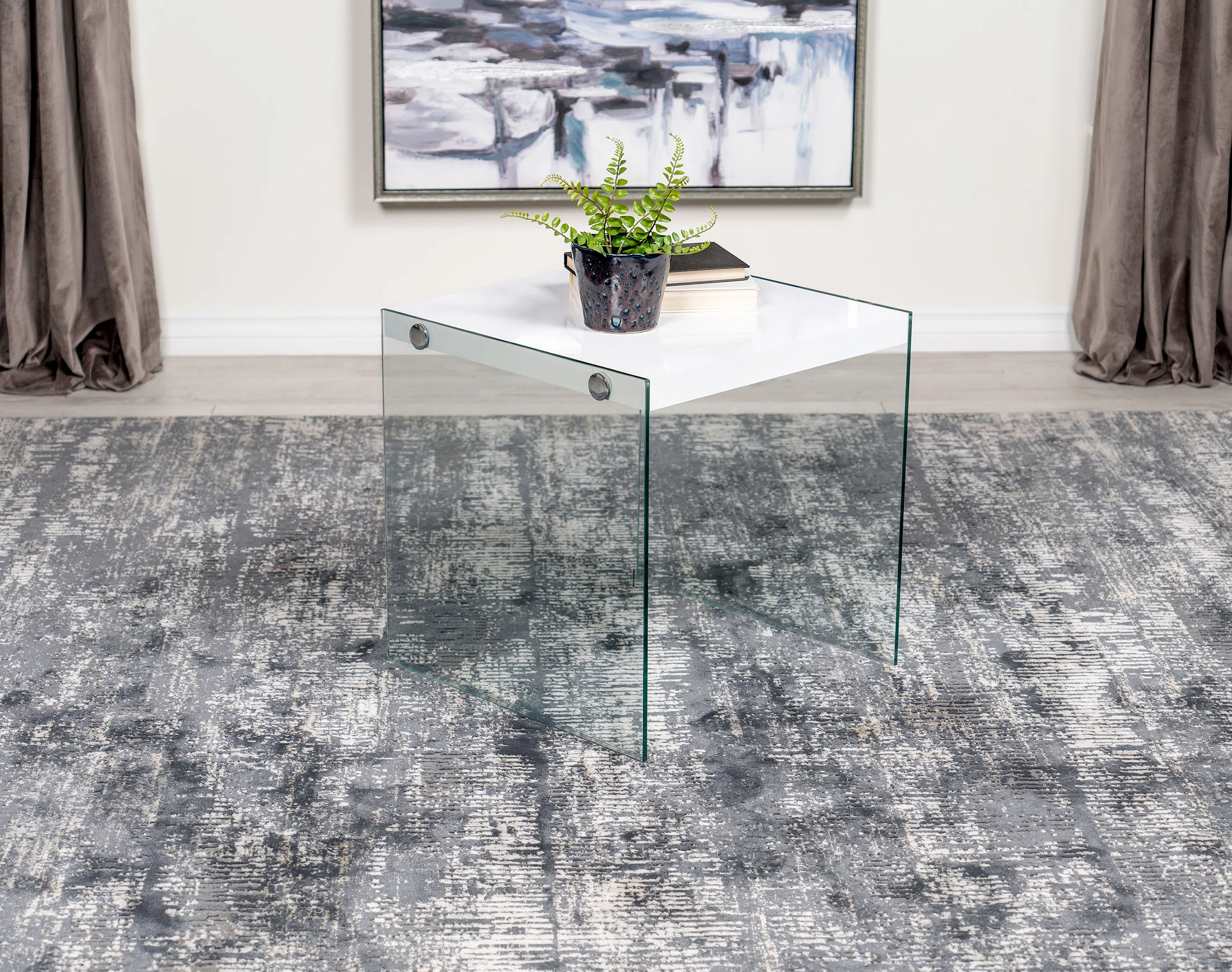 Opal White High Gloss End Table - Image 2