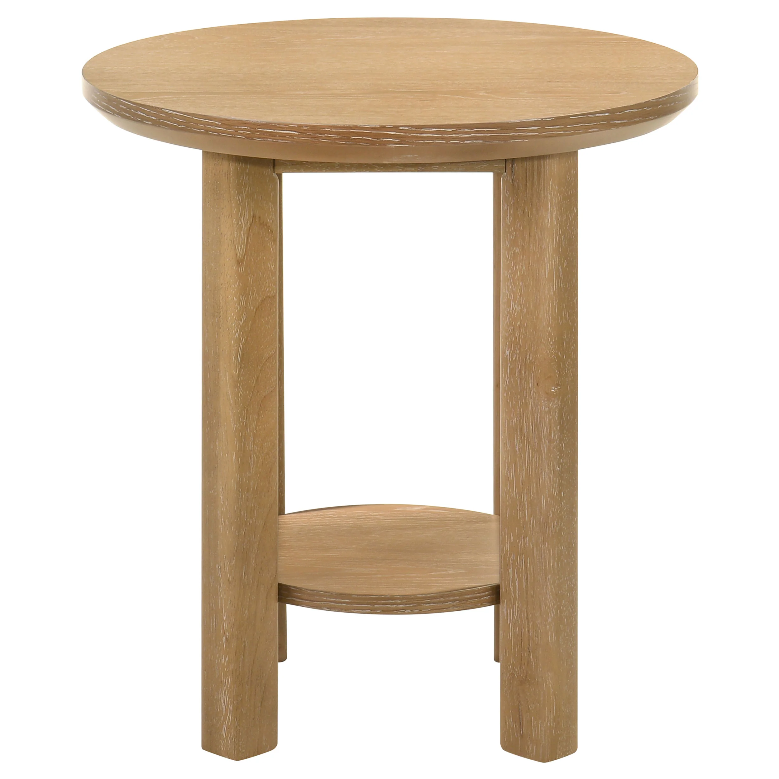 Ottowa Washed Oak 2-piece Round Wood Coffee Table Se - Image 4