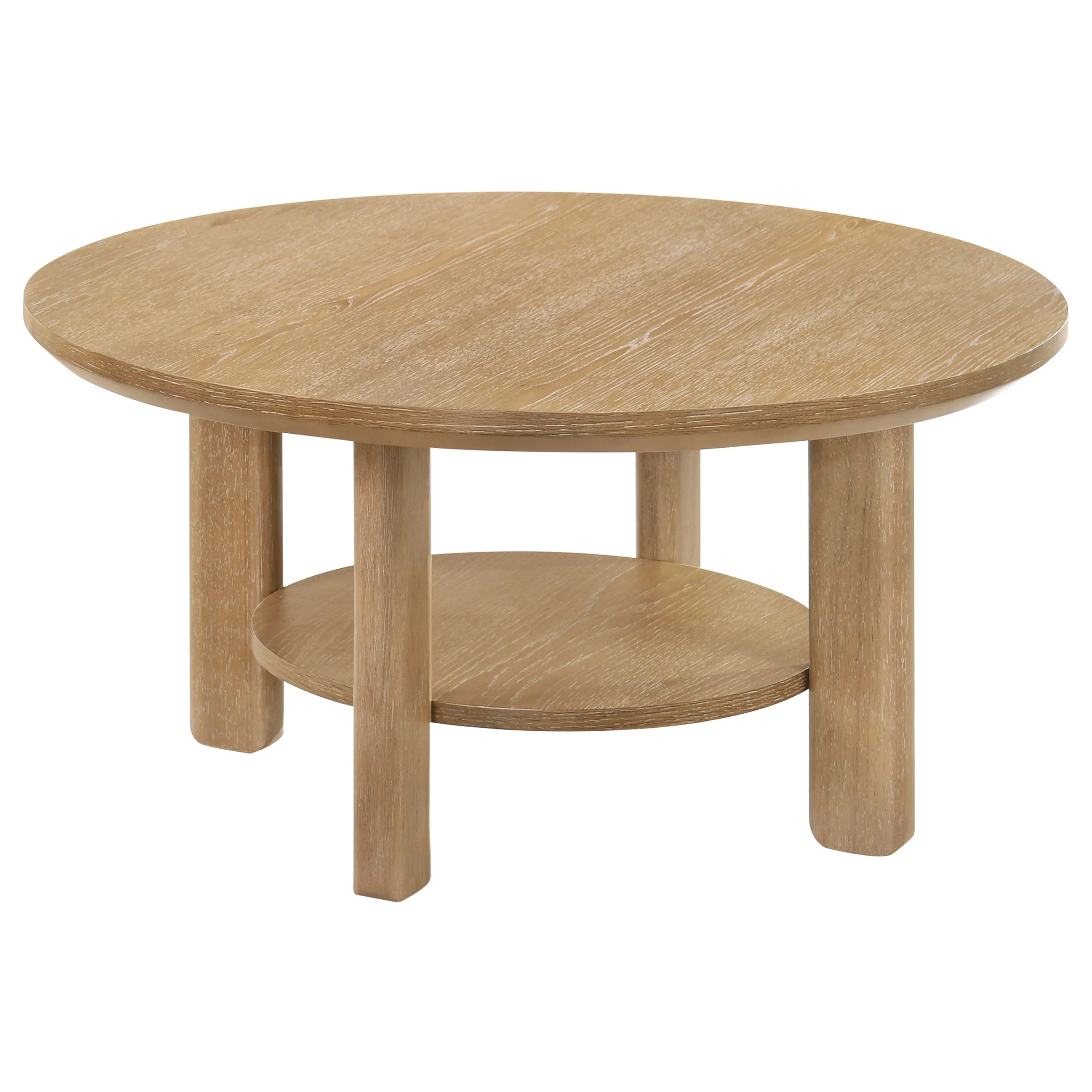 Ottowa Washed Oak 2-piece Round Wood Coffee Table Se - Image 6