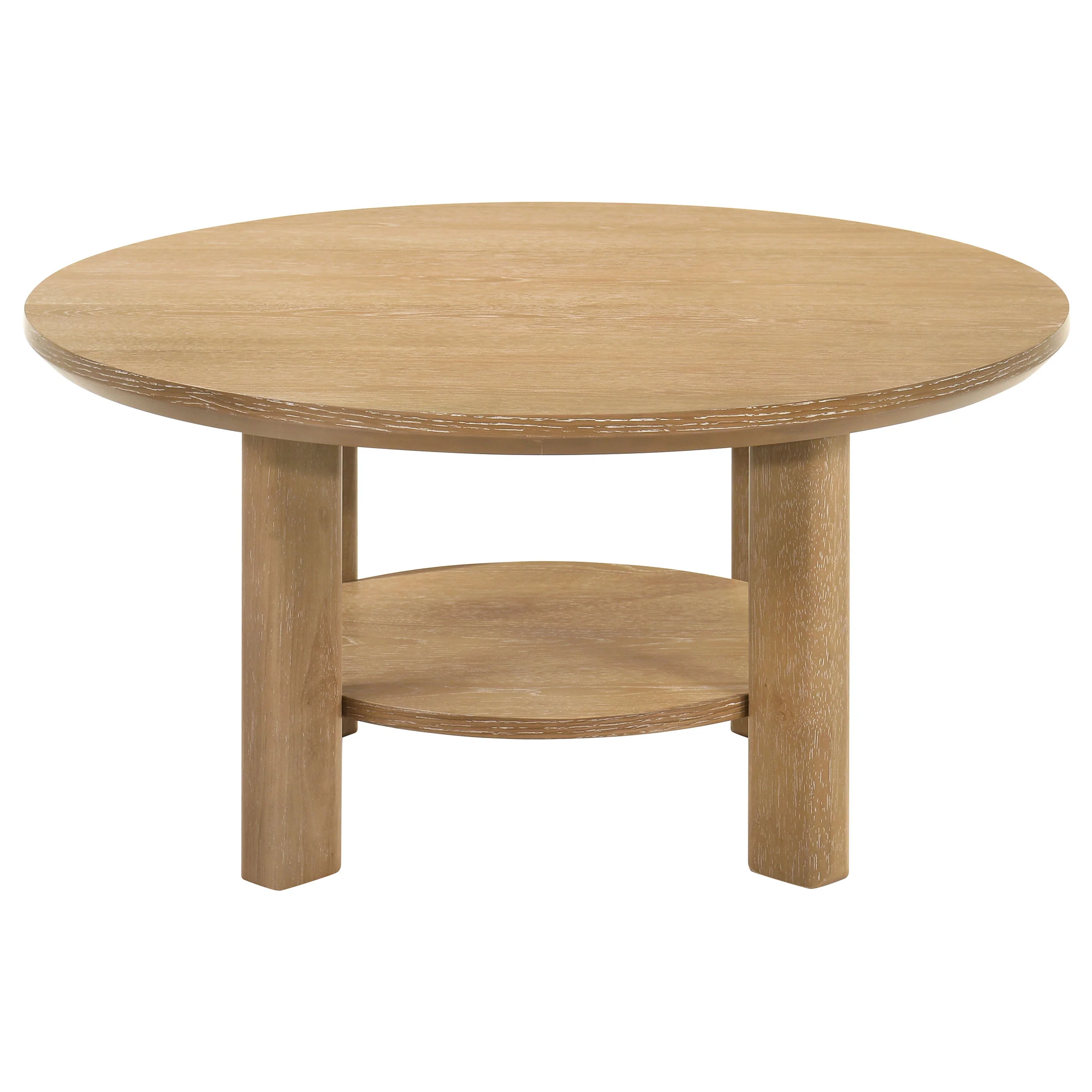 Ottowa Washed Oak 2-piece Round Wood Coffee Table Se - Image 7