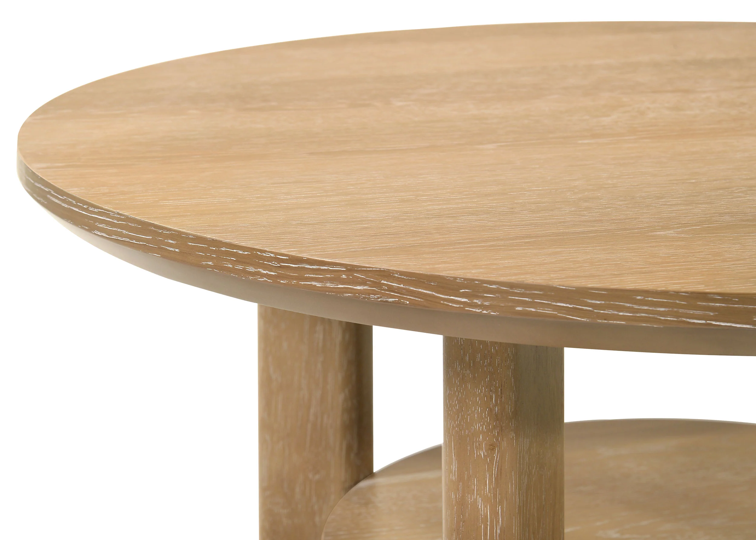 Ottowa Washed Oak 3-piece Round Wood Coffee Table Set - Image 9