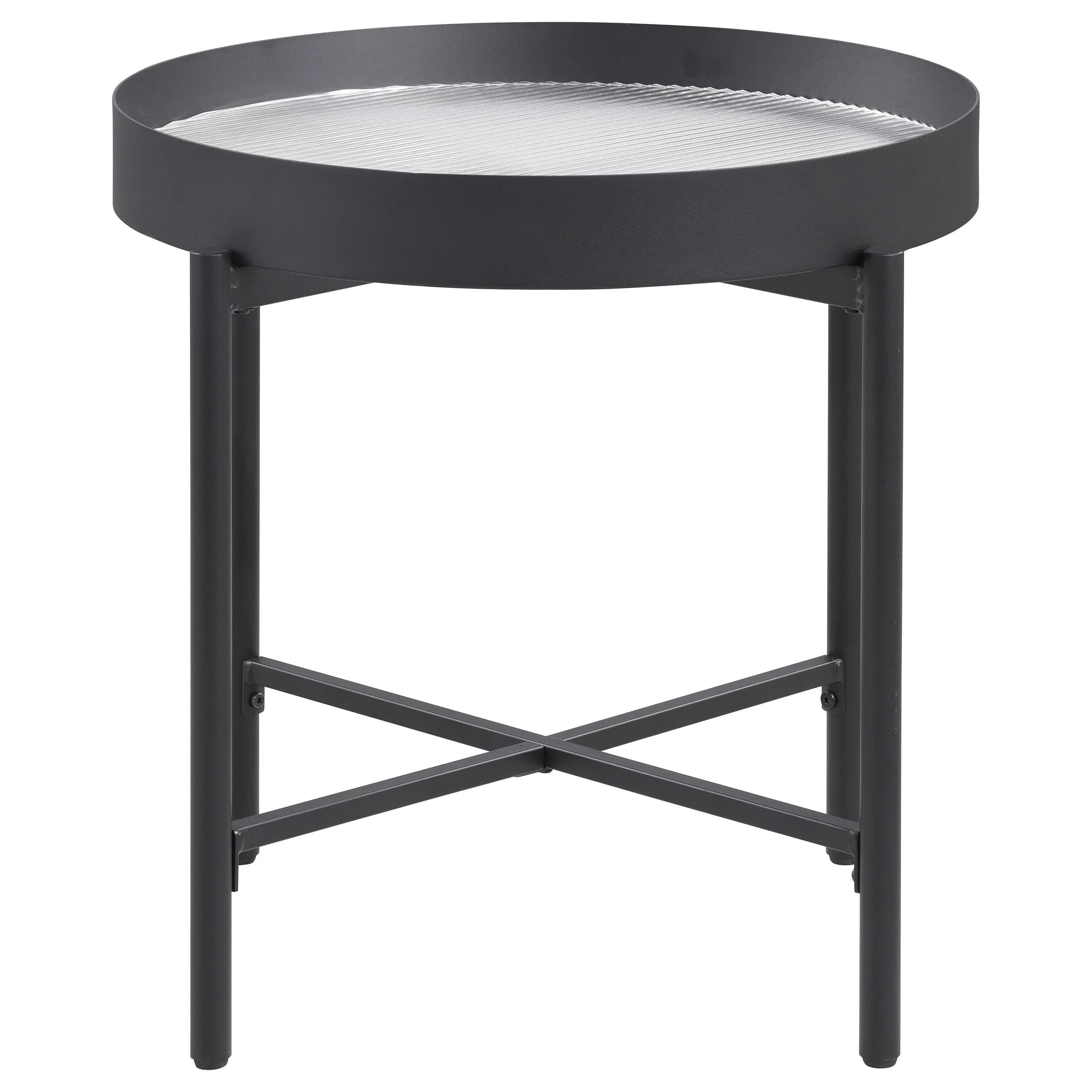 Ozella Sandy Black Round End Side Table with Recessed Top - Image 3
