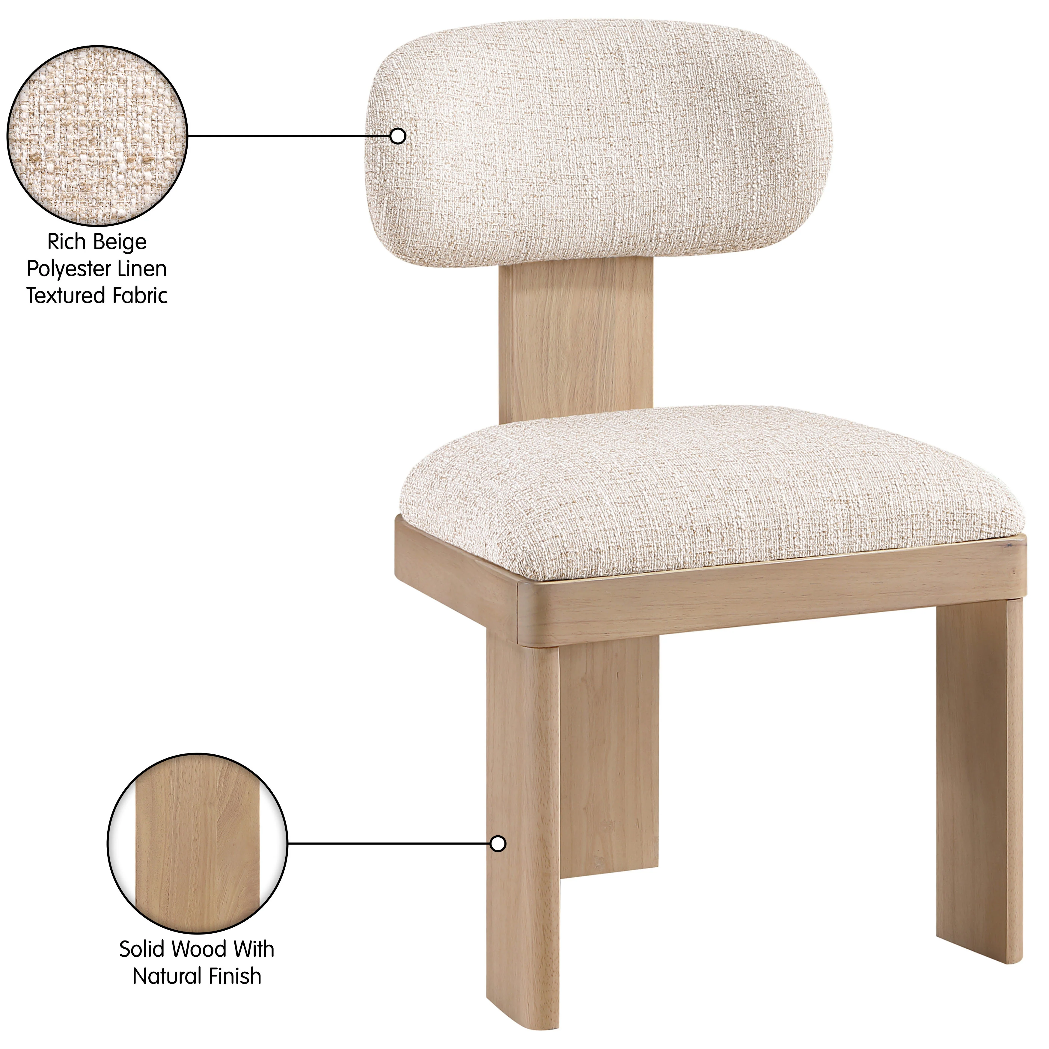 Pacific Beige/Natural Textured Fabric Upholstered Dining Chair (Set of 2) - Image 10