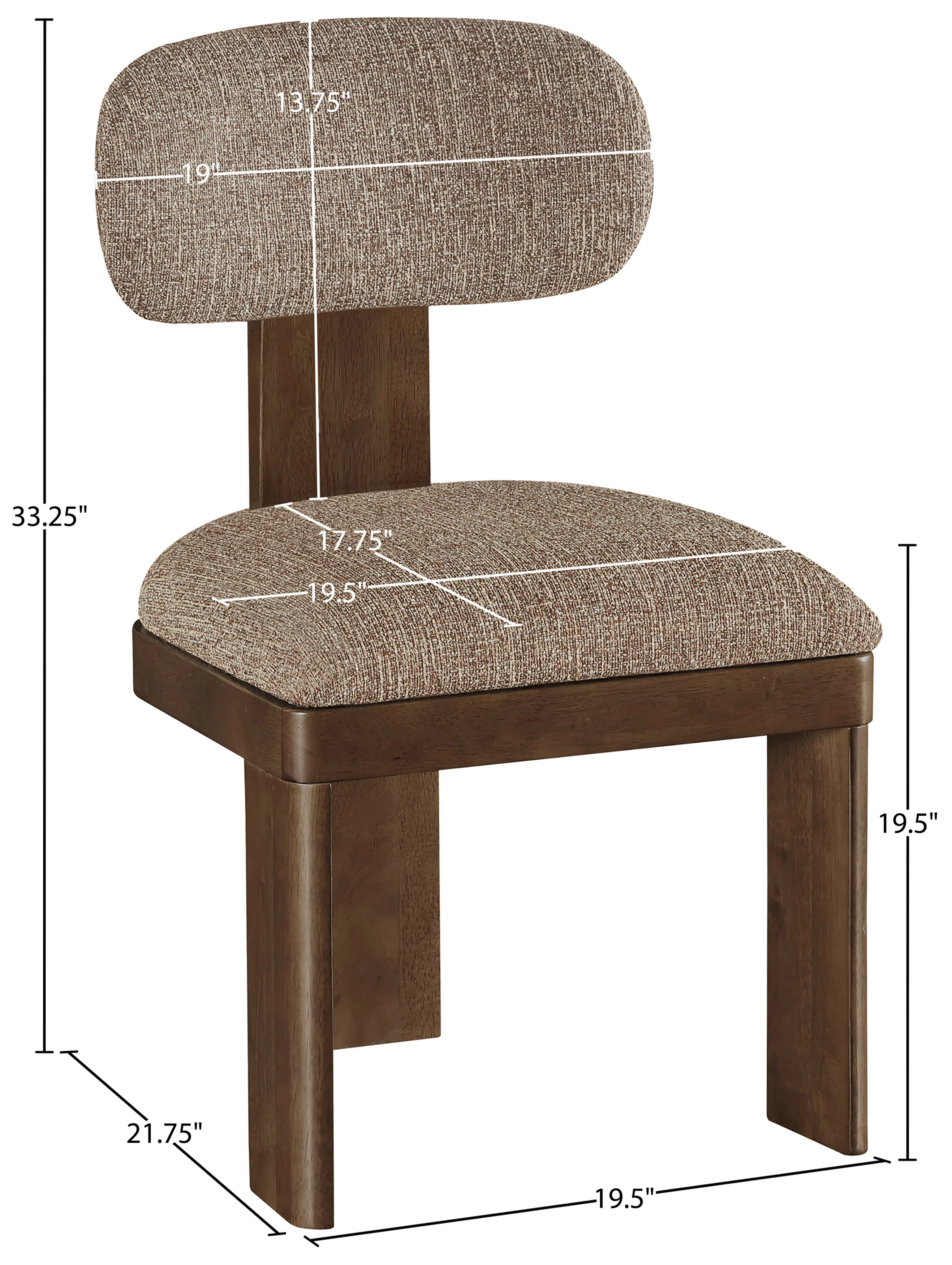 Pacific Brown/Walnut Textured Fabric Upholstered Dining Chair (Set of 2) - Image 9