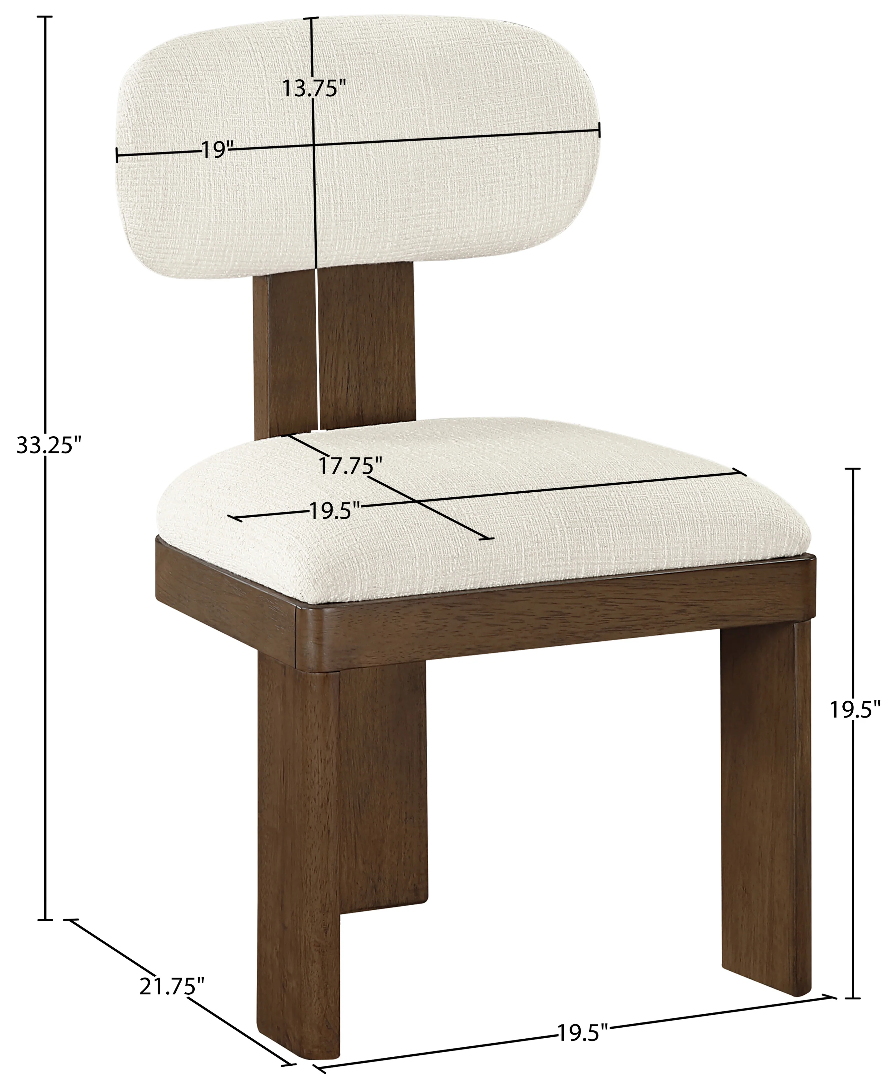 Pacific Cream/Walnut Textured Fabric Upholstered Dining Chair (Set of 2) - Image 9