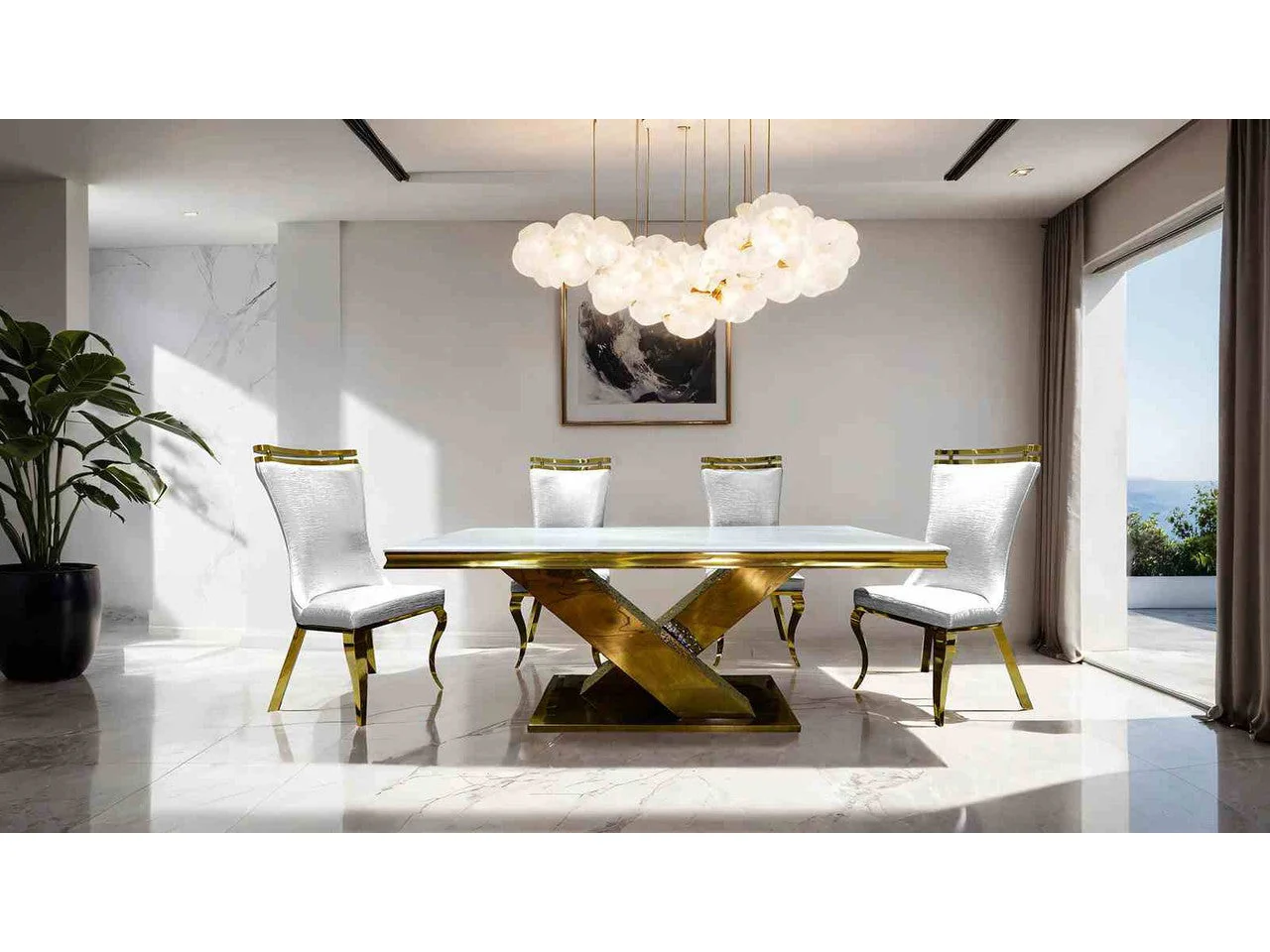 Palazzo Gold/Black 7 Pc. Dining Table Set