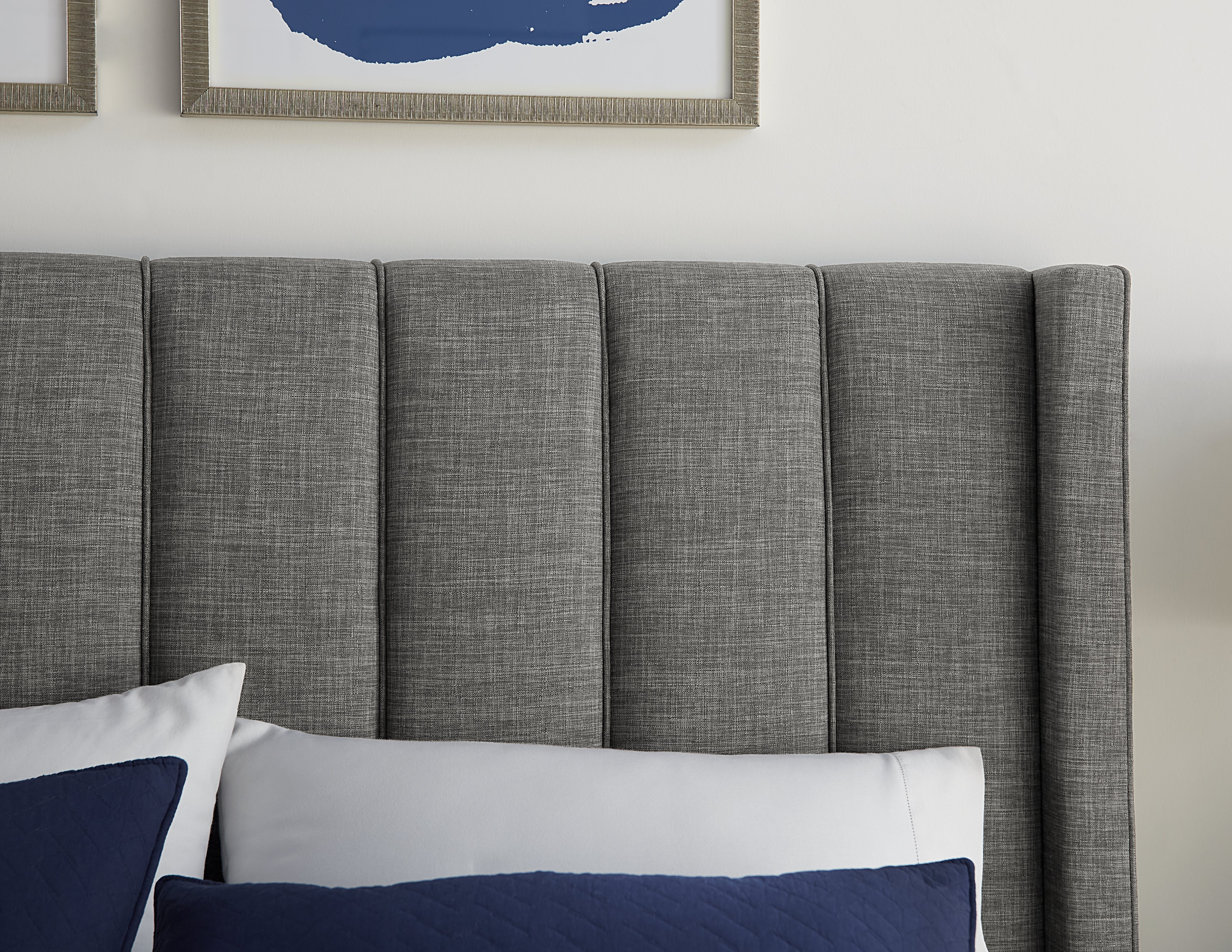 Palermo Upholstered Wingback Platform Bed in Dark Stone - Image 2