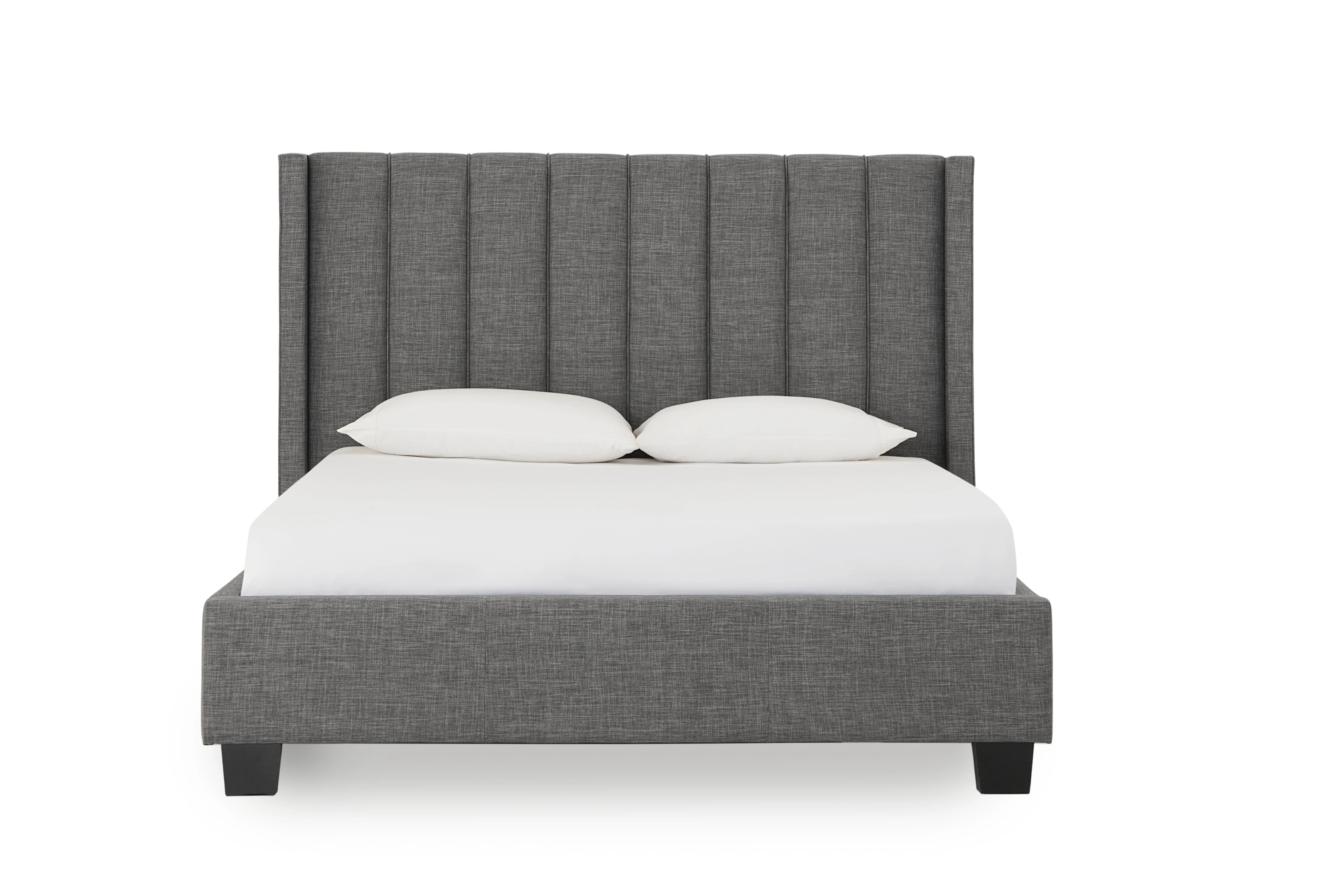 Palermo Upholstered Wingback Platform Bed in Dark Stone - Image 3