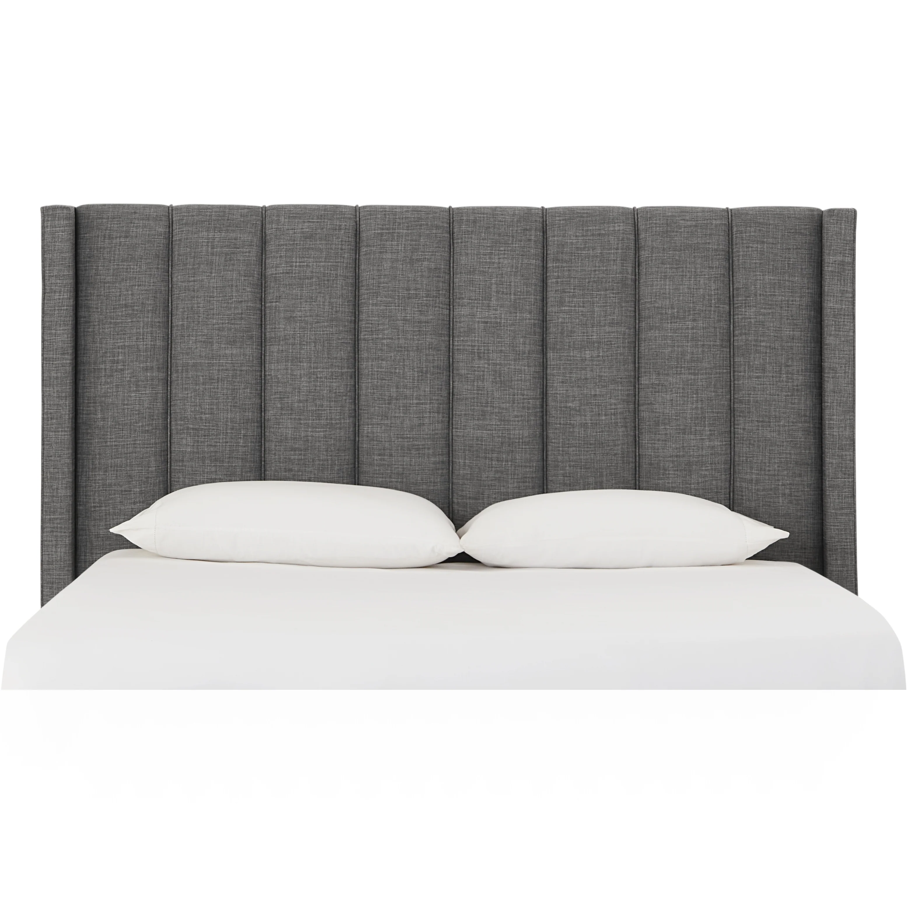 Palermo Wingback Upholstered Headboard in Dark Stone Linen - Image 3