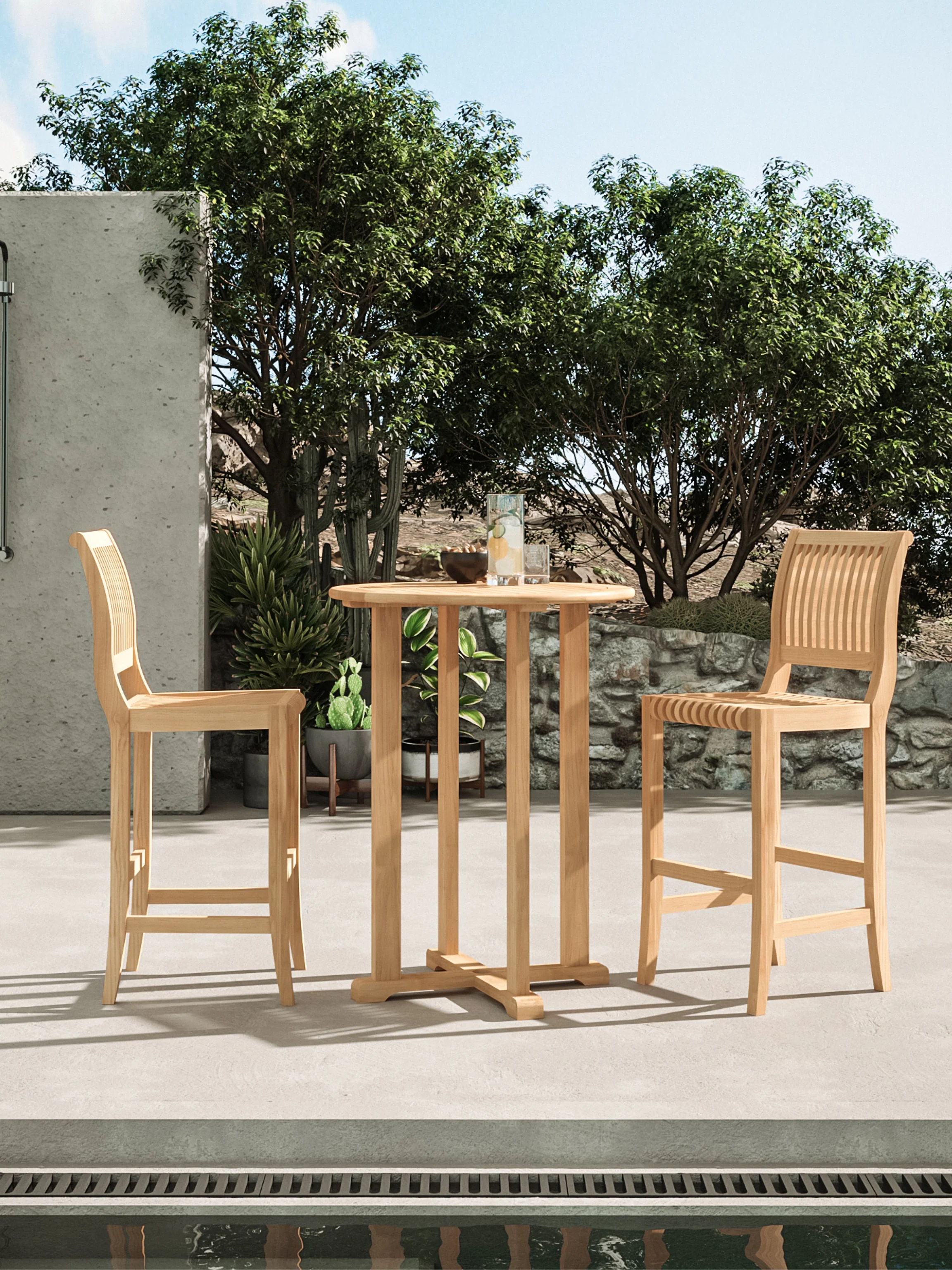 Palm Teak Outdoor Bar Height Dining Chair - Image 5