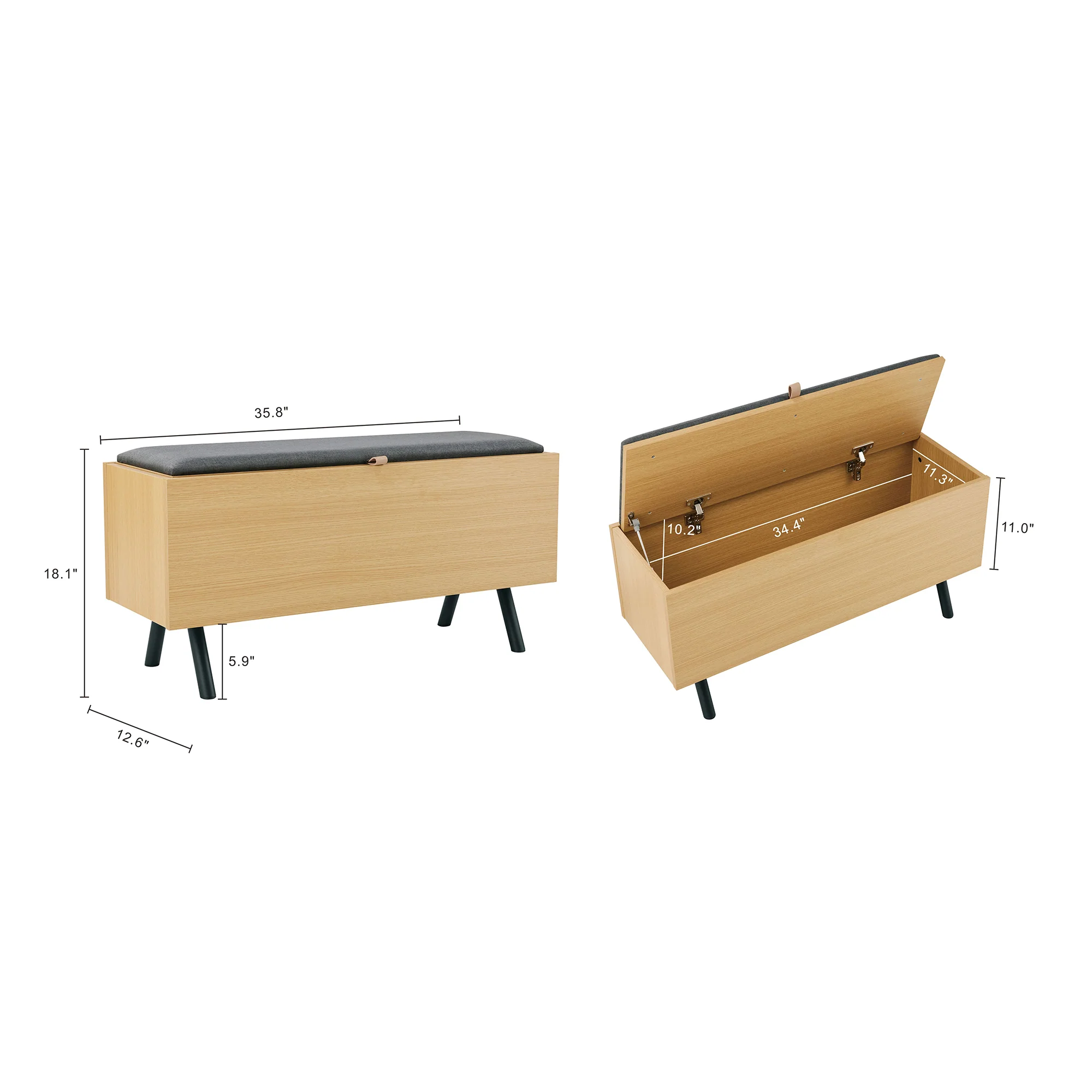 Paloma Accent Storage Bench in Natural Oak - Image 3