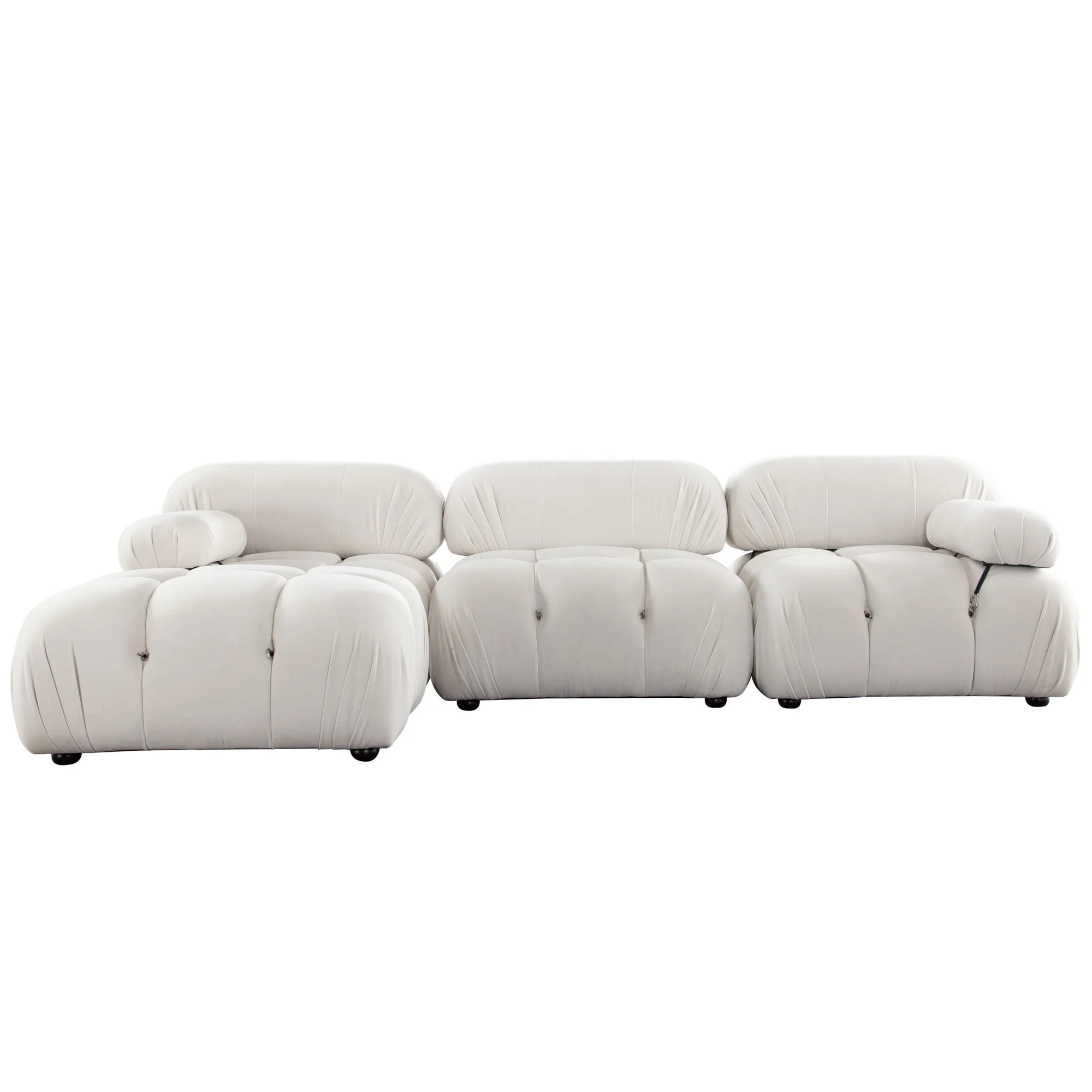 Paloma Light Cream Velvet Modular Sectional  / 4-piece - Image 3