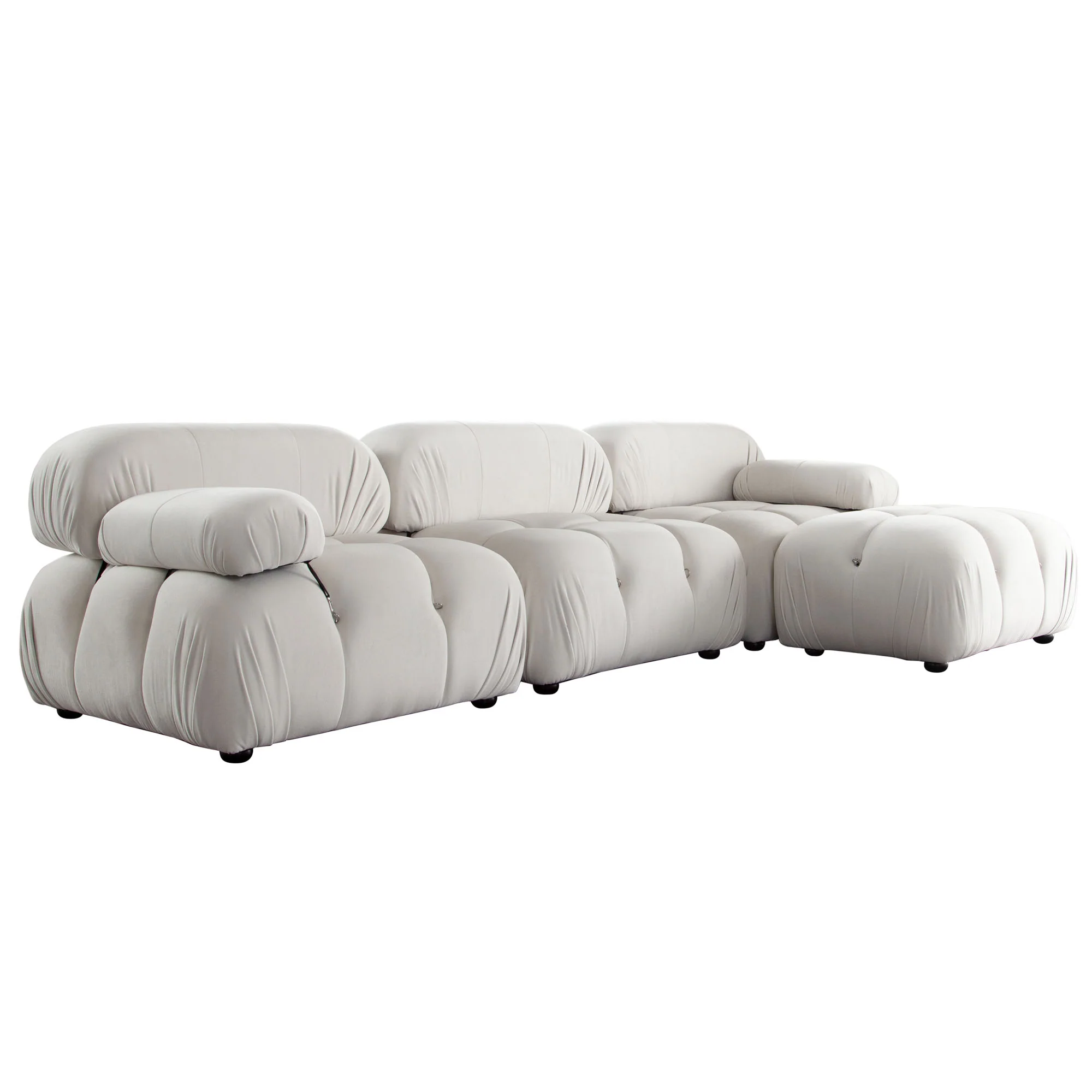 Paloma Light Cream Velvet Modular Sectional  / 4-piece - Image 6