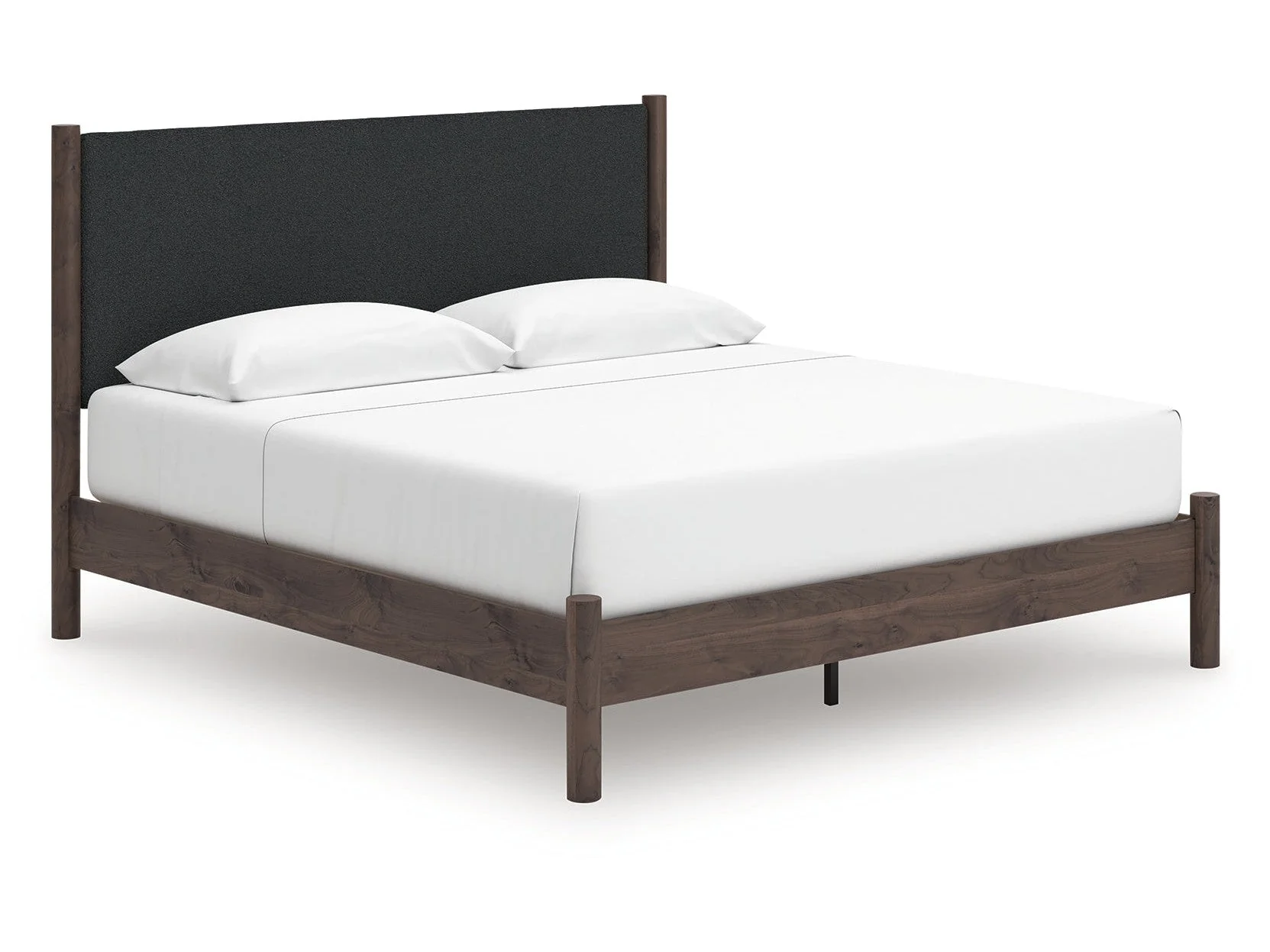 Pamytta Brown King Upholstered Panel Platform Bed (Online Special Price)