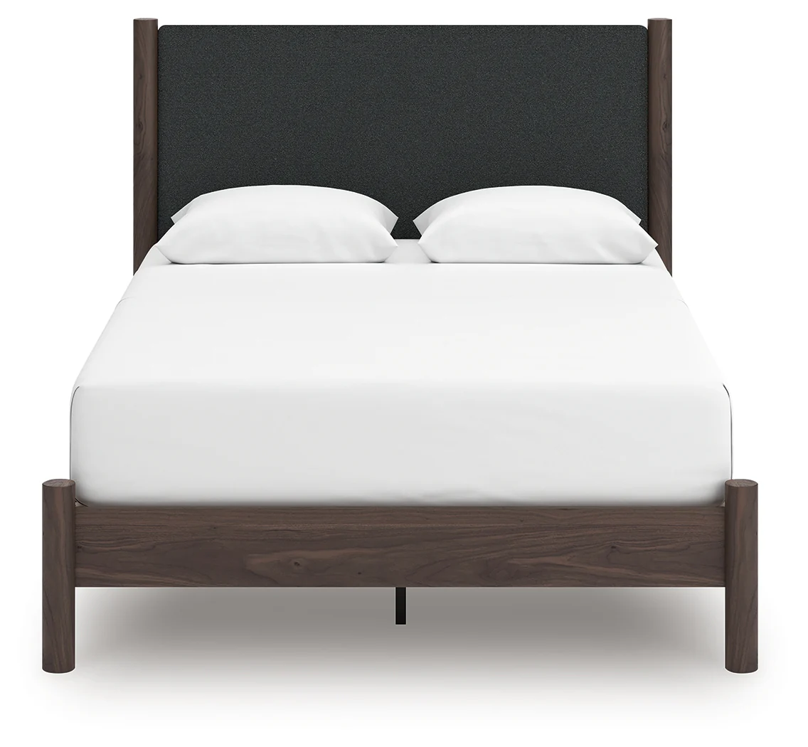 Pamytta Brown Queen Upholstered Panel Platform Bed - Image 3