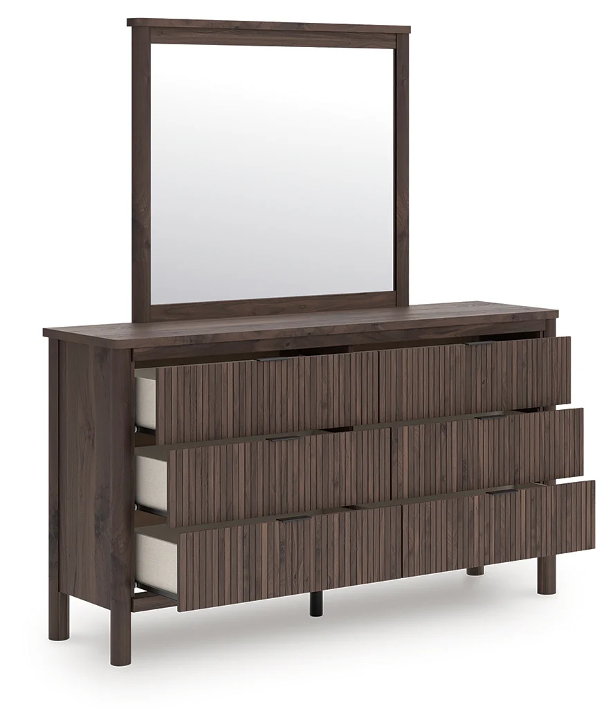 Pamytta Brown Twin Panel Platform Bed, Dresser and Mirror - Image 4