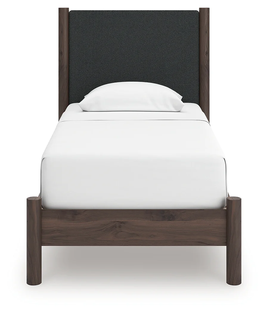Pamytta Brown Twin Upholstered Panel Platform Bed - Image 3