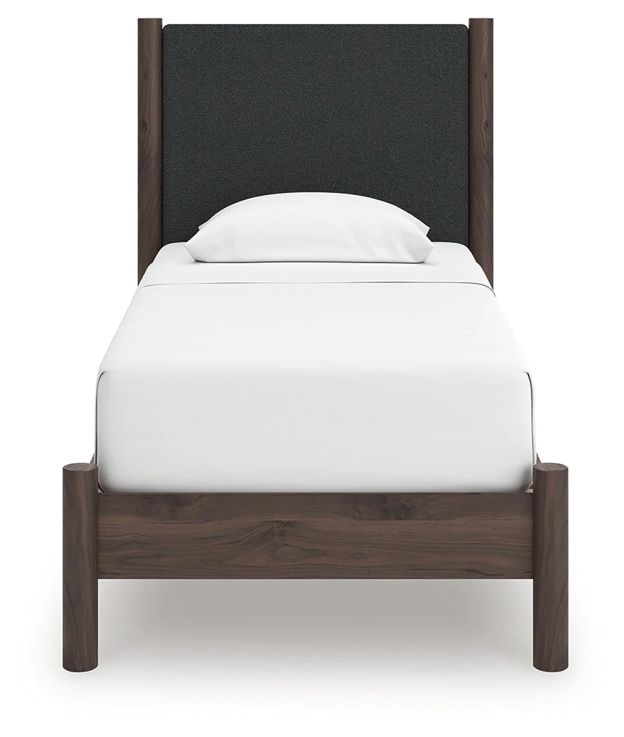 Pamytta Brown Twin Upholstered Panel Platform Bed (Online Special Price) - Image 3