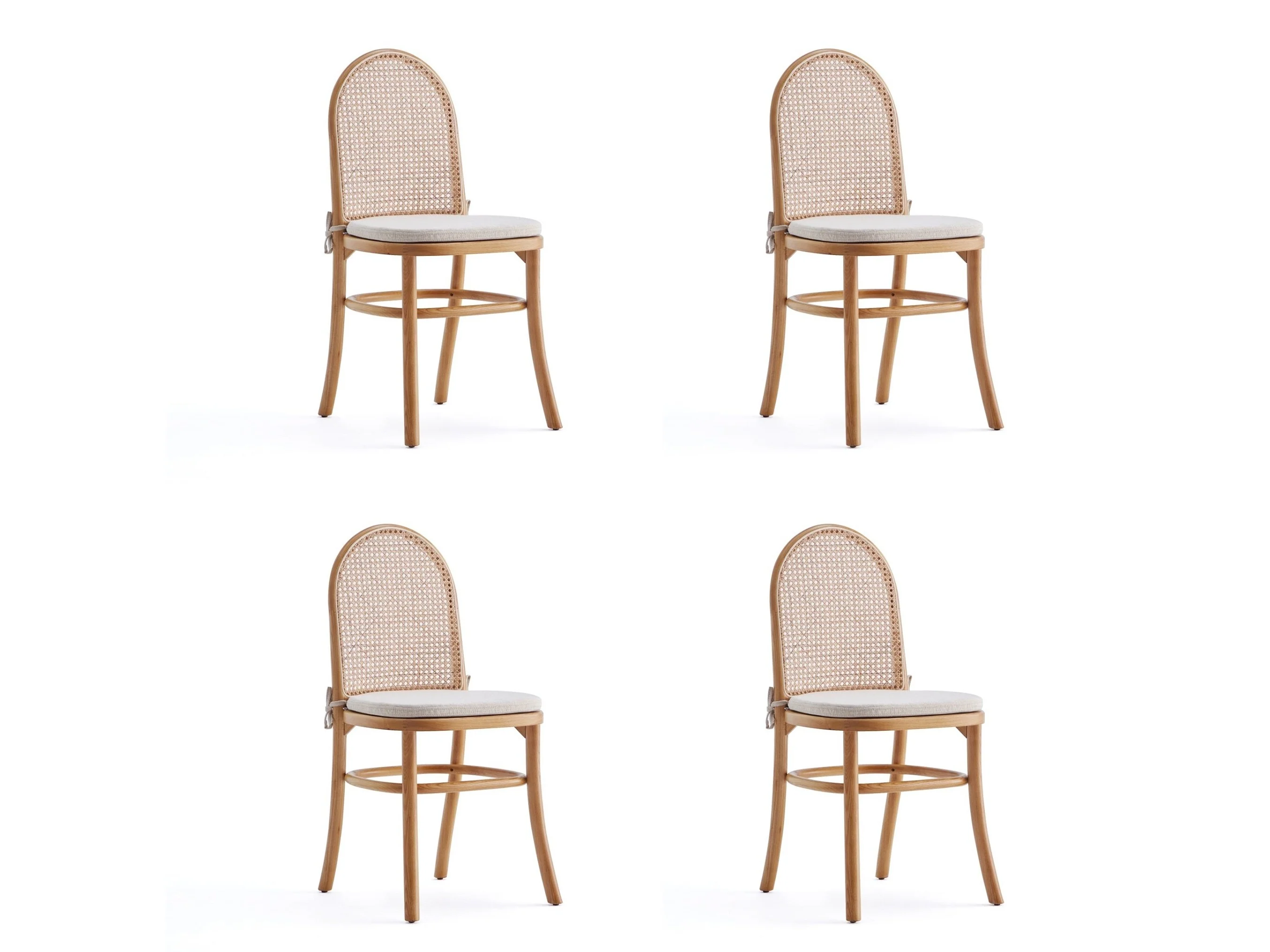 Paragon Dining Chair 1.0 with Cream Cushions in Nature and Cane (set of 4)