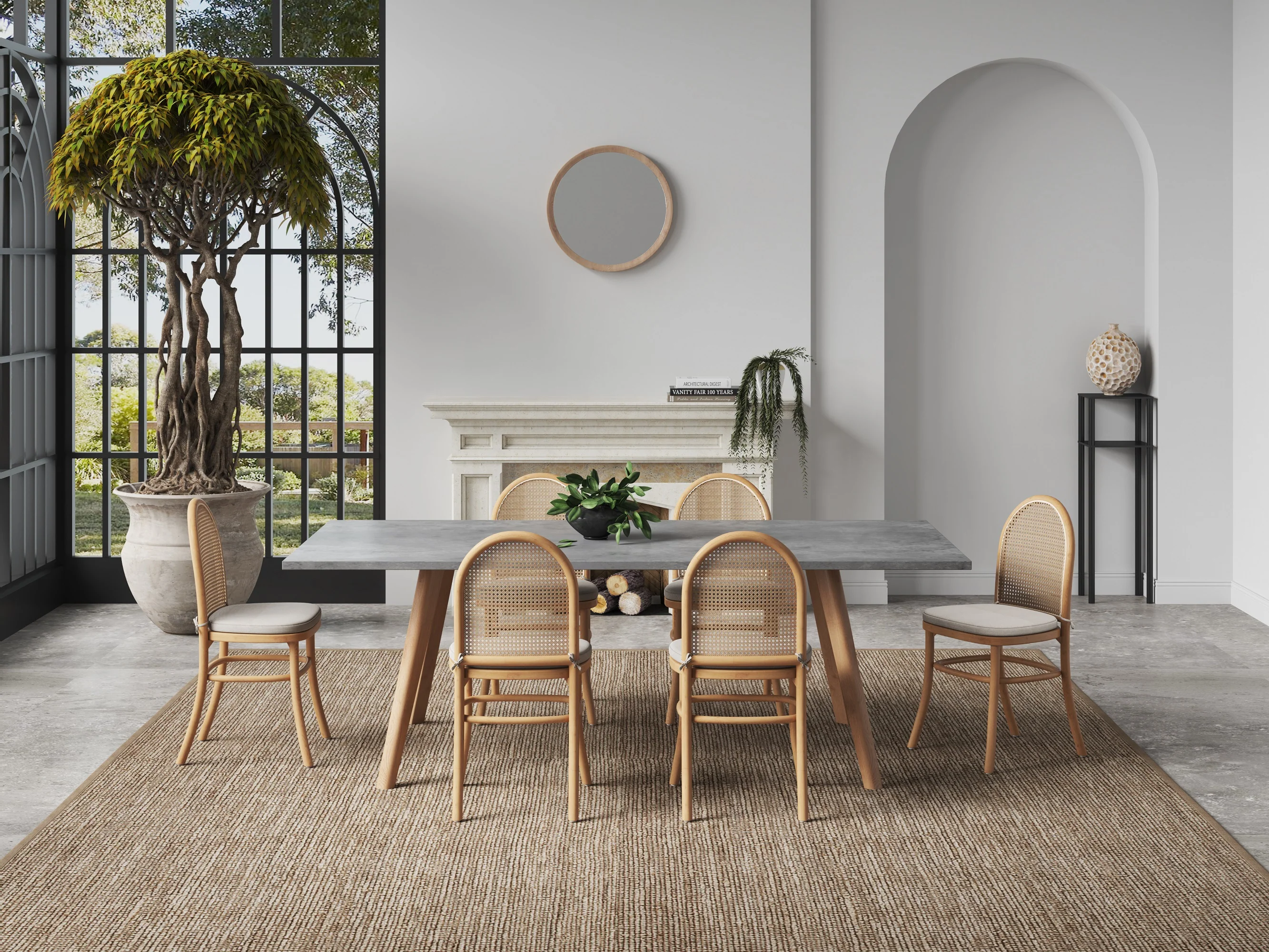 Paragon Dining Chair 1.0 with Cream Cushions in Nature and Cane (set of 4) - Image 2