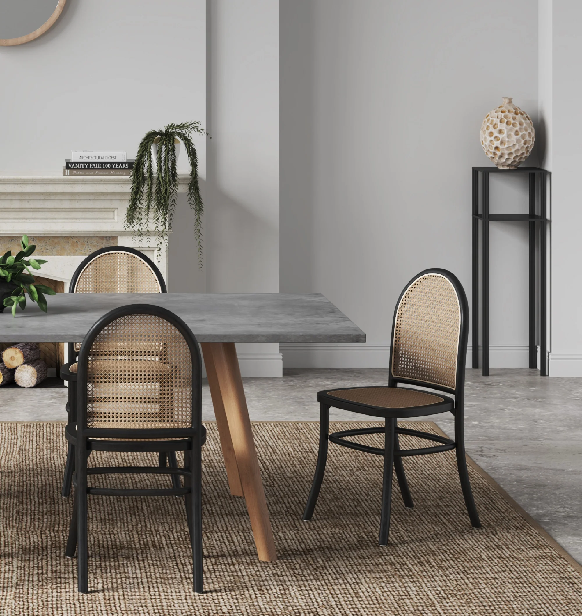 Paragon Dining Chair 2.0 in Black and Cane (set of 2) - Image 2