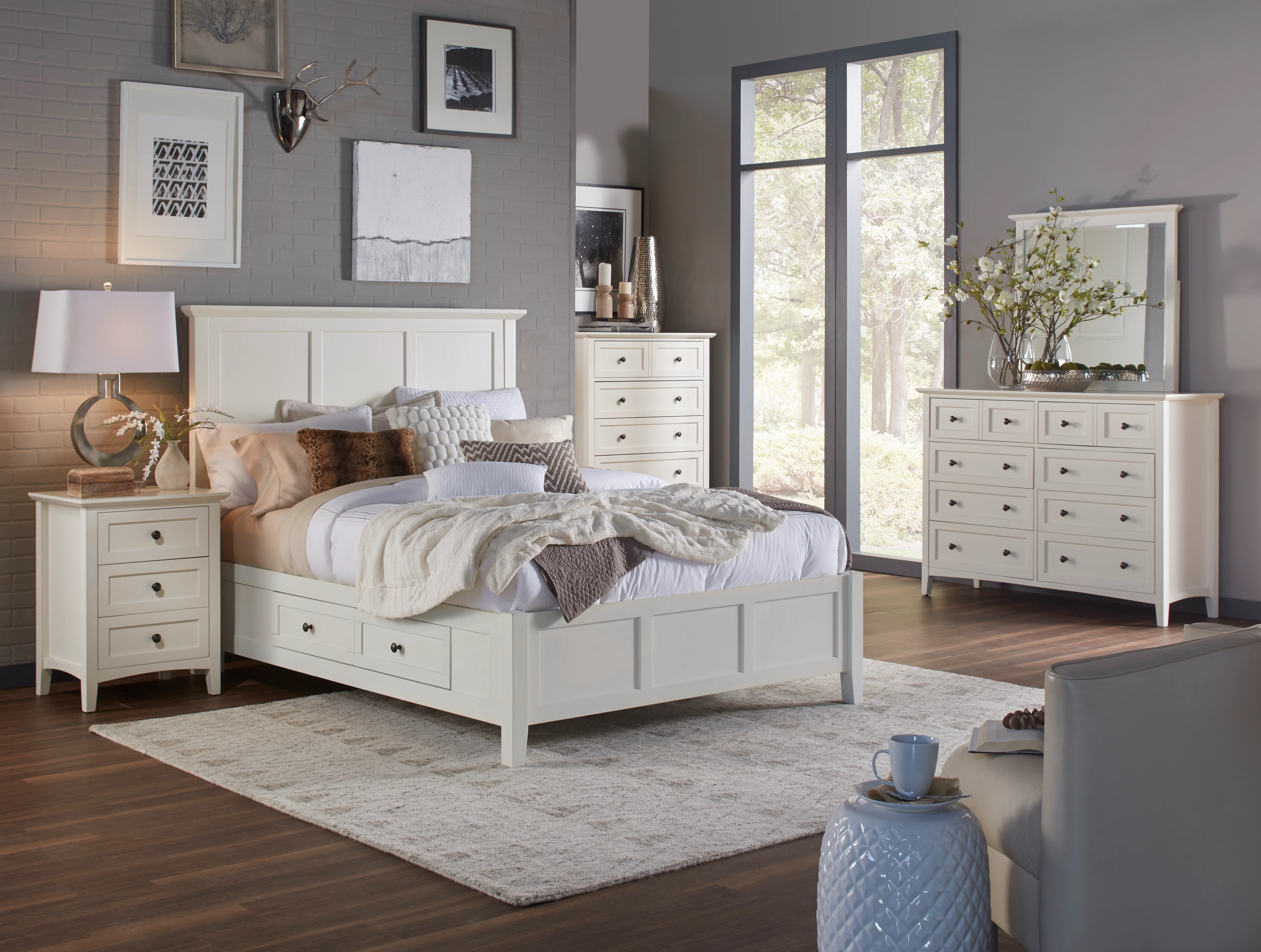 Paragon Four Drawer Wood Eastern King Storage Bed in White - Image 2