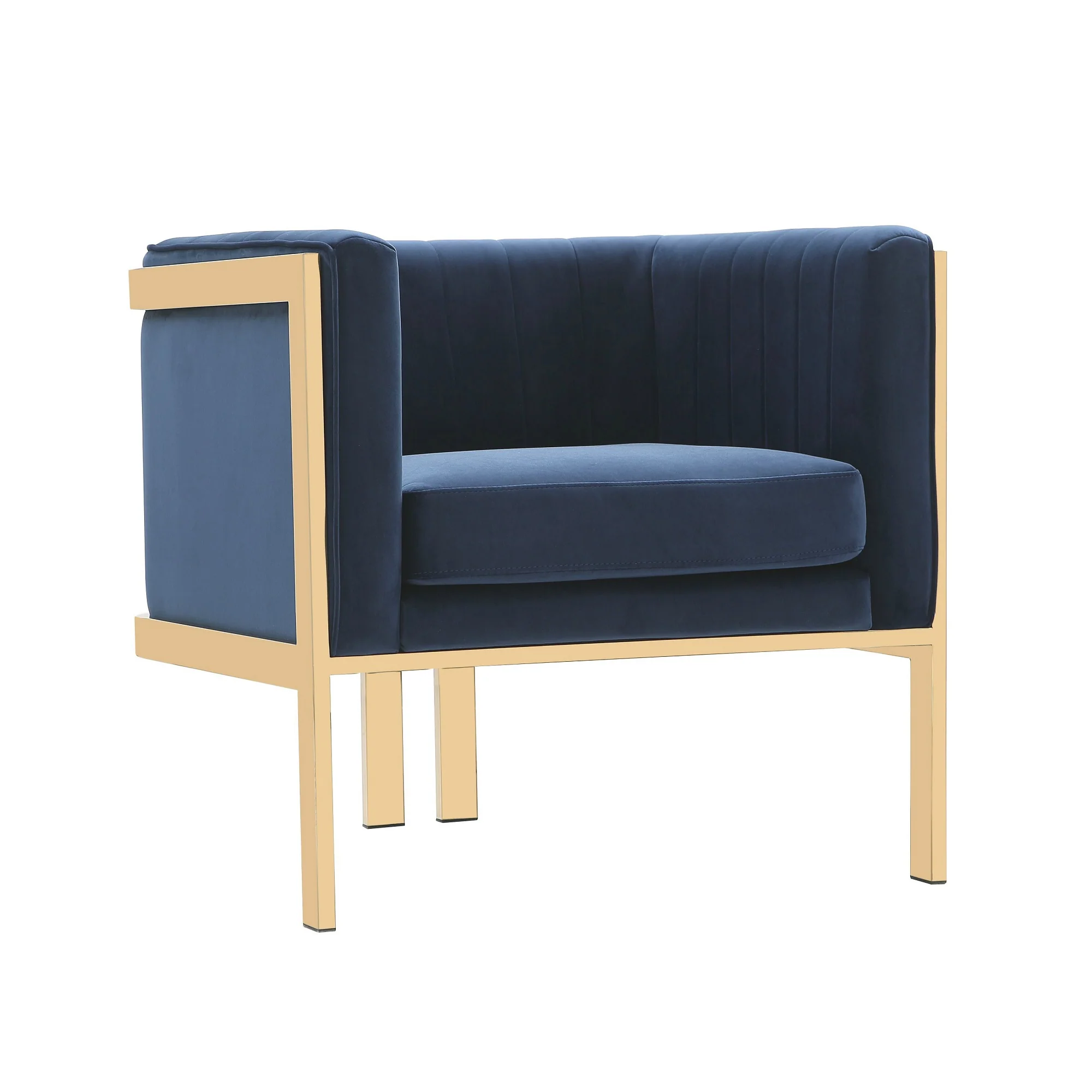 Paramount Accent Armchair in Royal Blue and Polished Brass (set of 2) - Image 3