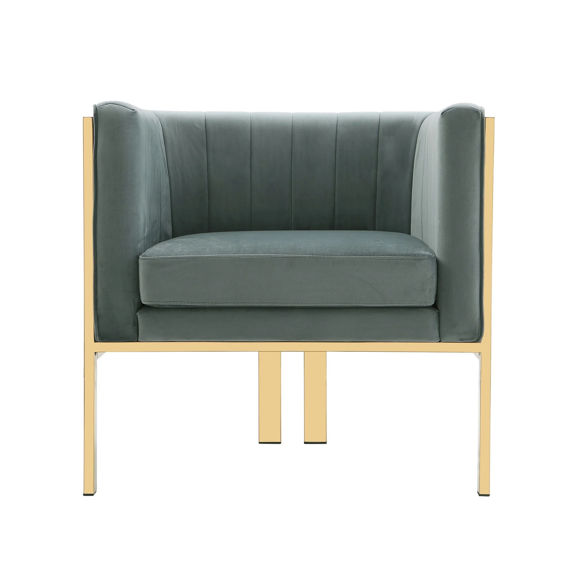 Paramount Accent Armchair in Warm Grey and Polished Brass (set of 2) - Image 4