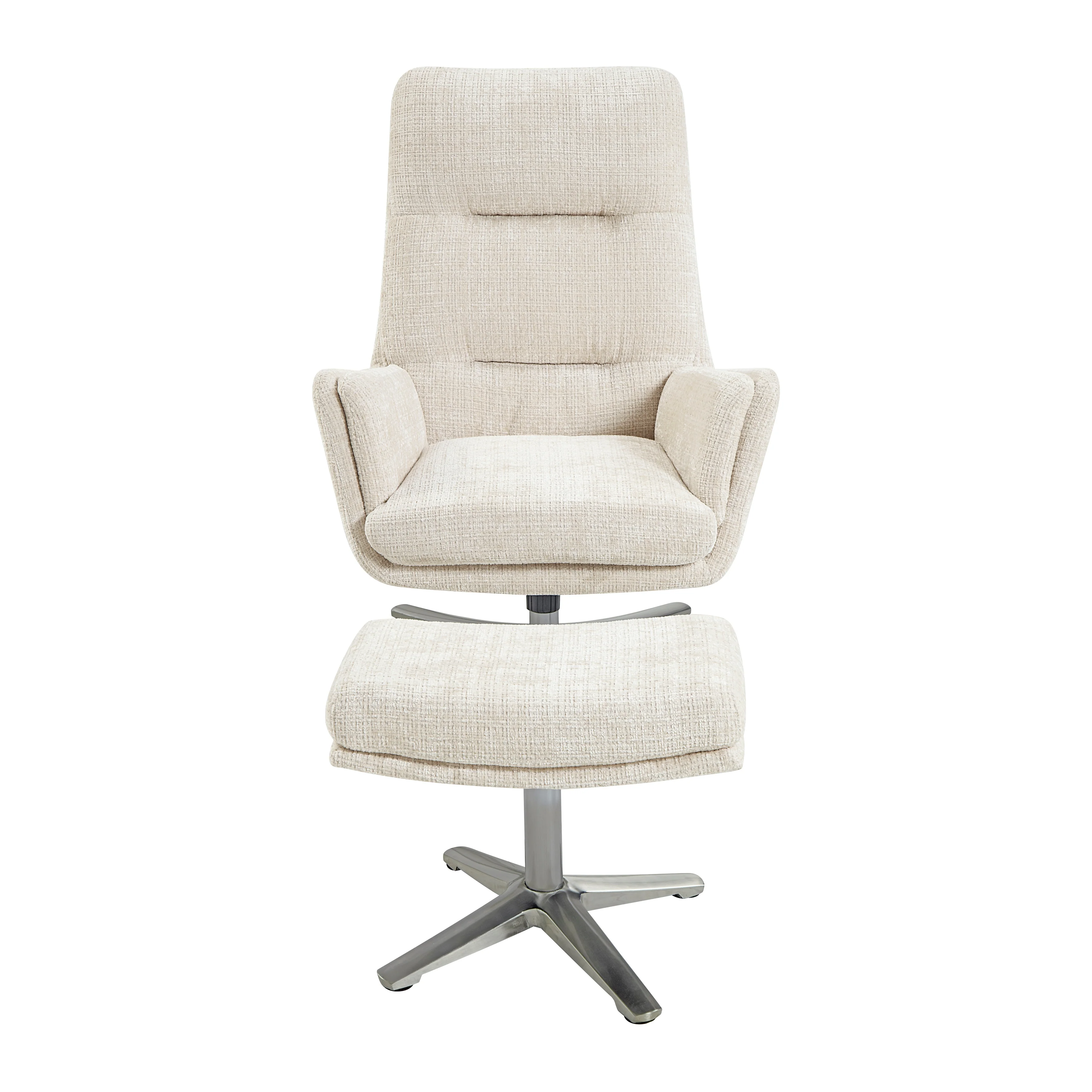 Parker Beige Swivel Chair w/ Ottoman - Image 2