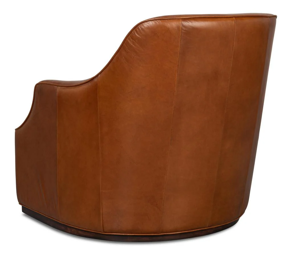Parrish Brown Distilled Leather Swivel Chair - Image 4