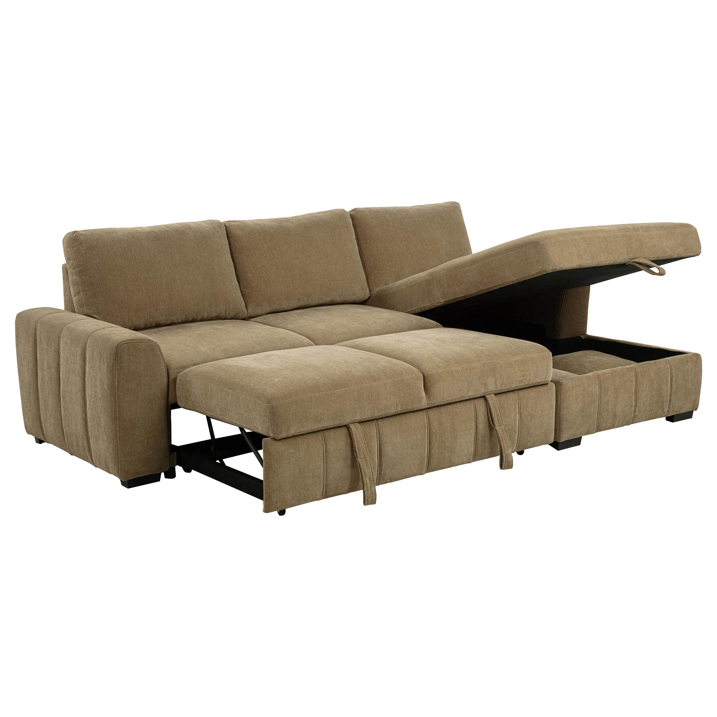 Pastrana Camel Upholstered Sleeper Sectional Sofa RAF Chaise - Image 6