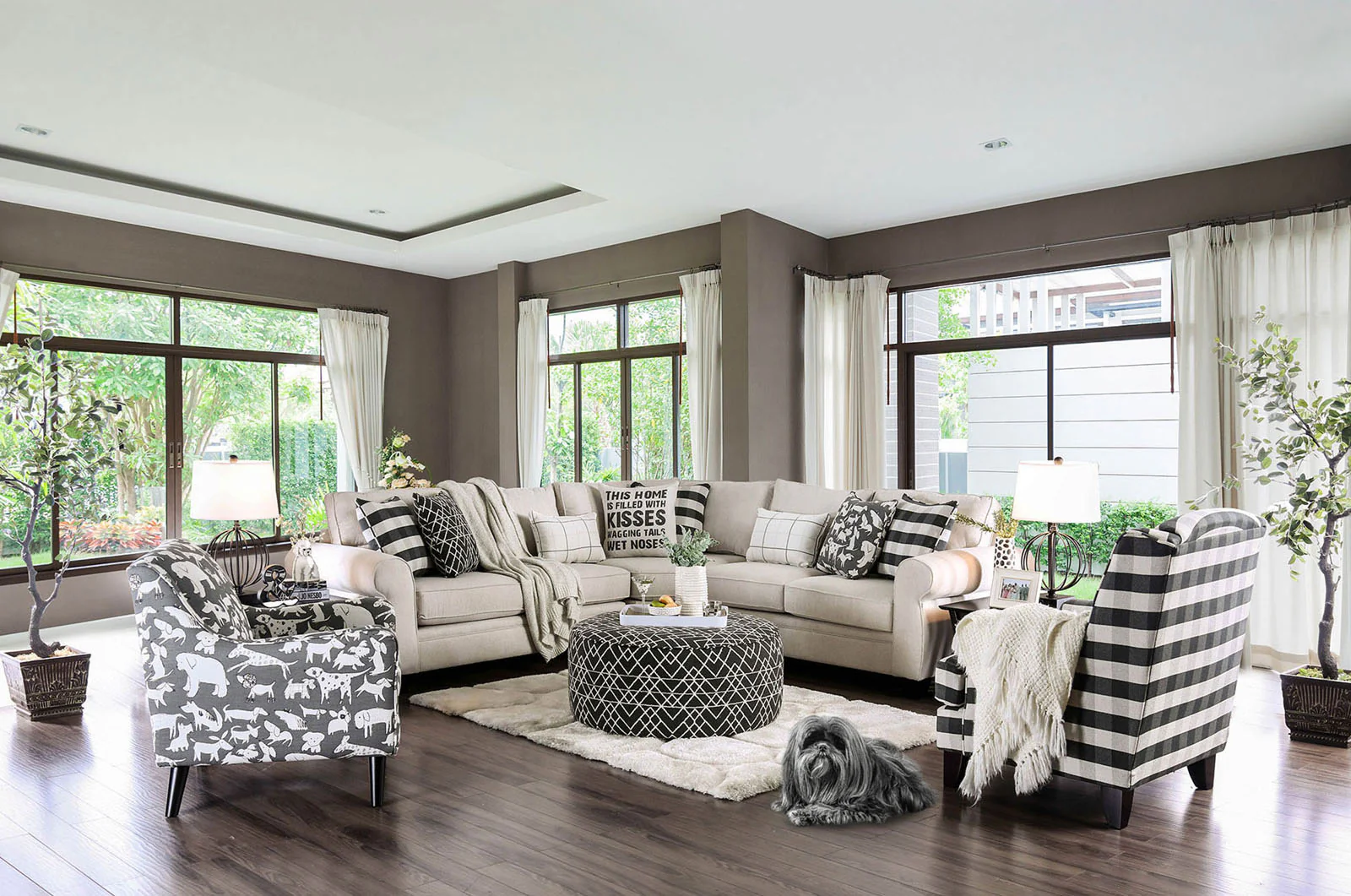 Patricia Black/Pattern Ottoman - Image 3