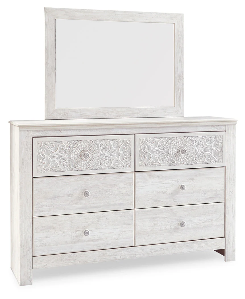 Paxberry Whitewash Queen Panel Bedroom Set with Dresser, Mirror, Chest and Nightstand (Online Special Price) - Image 3