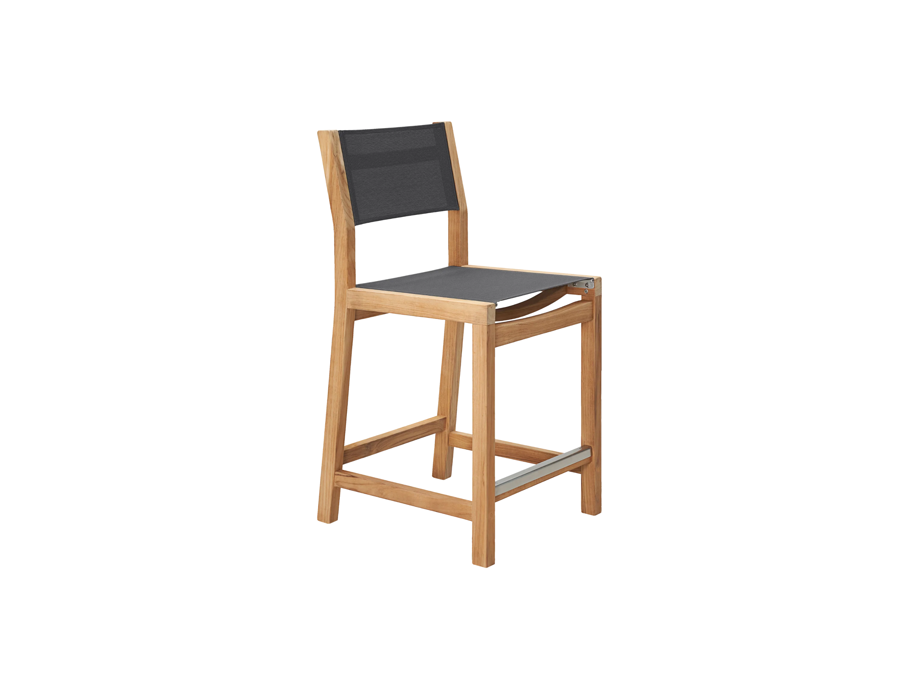 Pearl 5-Piece Rectangular Teak Black Outdoor Counter Height Dining Set - Image 3