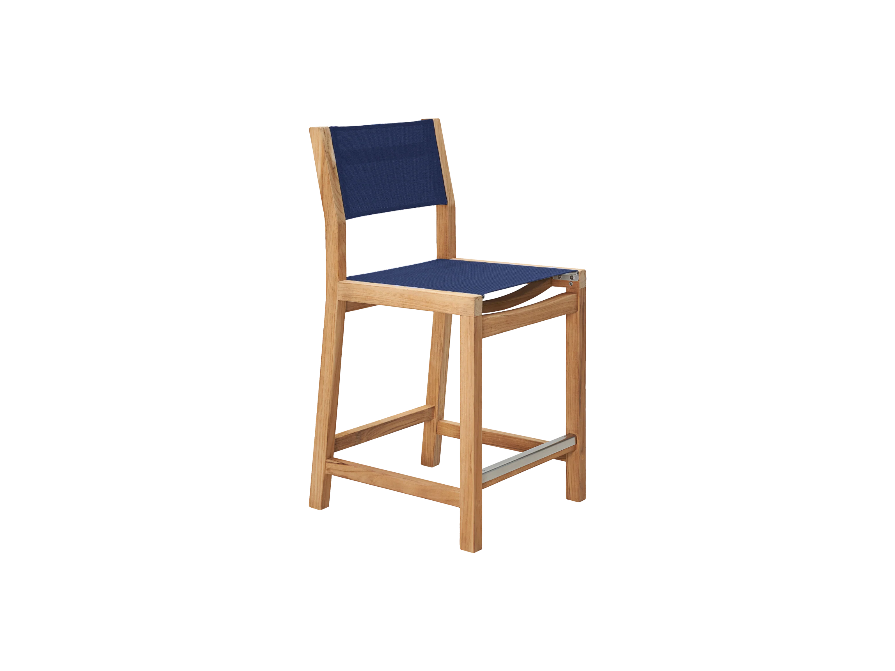 Pearl 5-Piece Rectangular Teak Blue Outdoor Counter Height Dining Set - Image 4