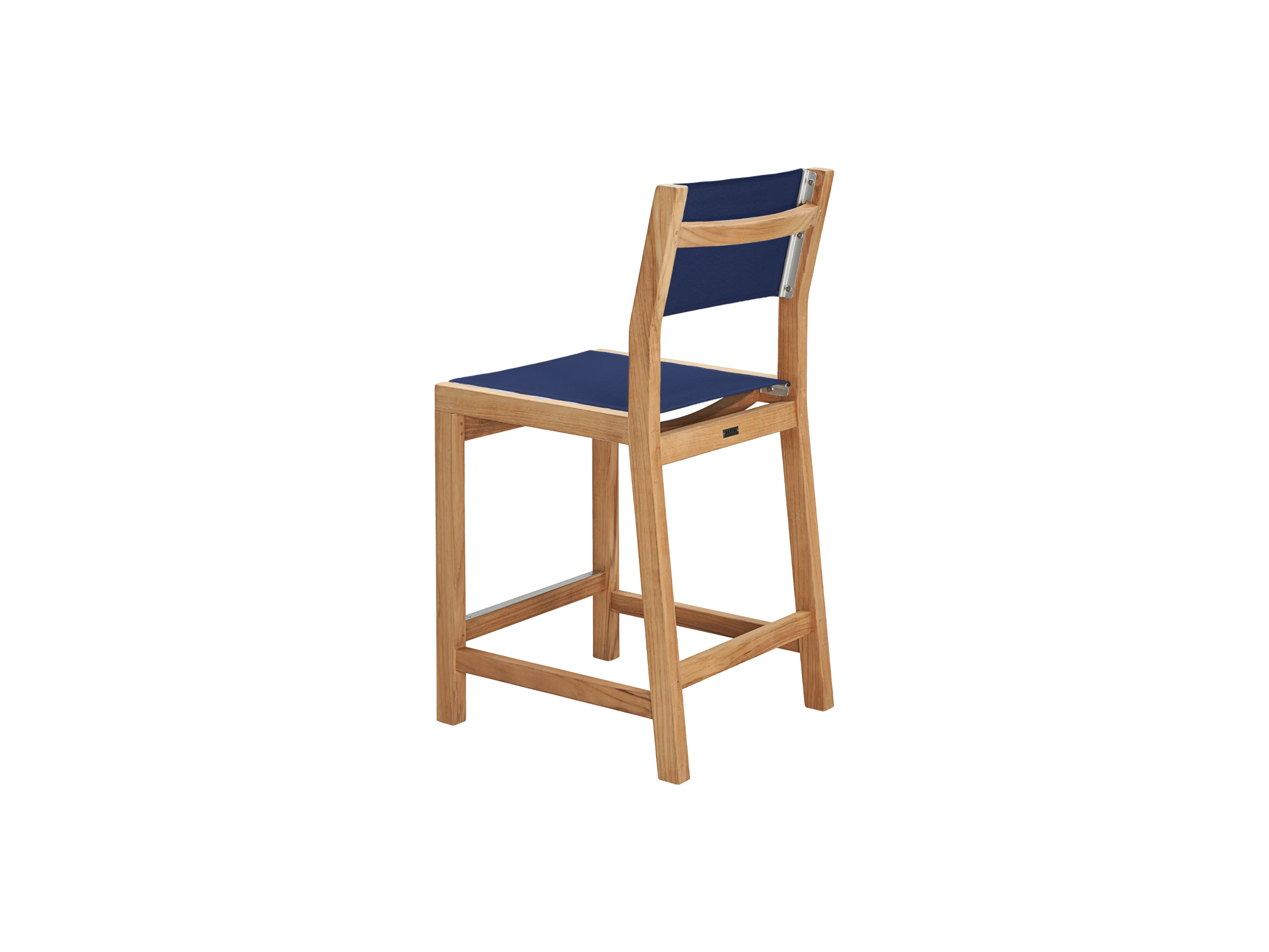 Pearl 5-Piece Rectangular Teak Blue Outdoor Counter Height Dining Set - Image 5