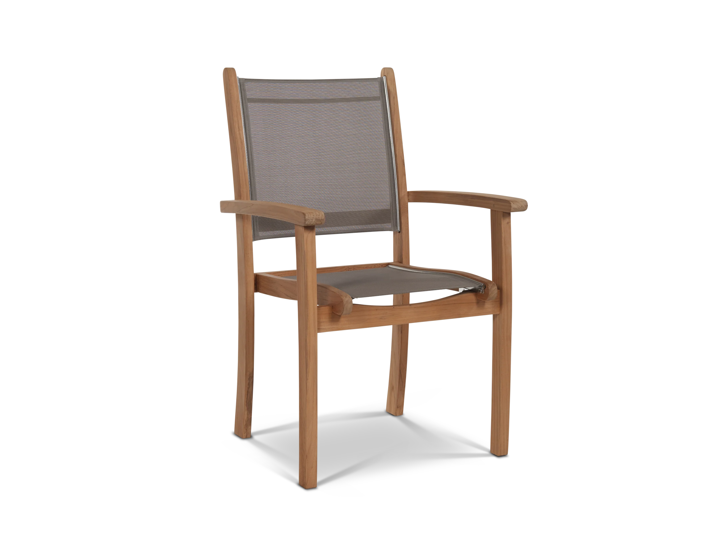 Pearl 5-Piece Square Teak Taupe Outdoor Dining Set with Stacking Armchairs - Image 4