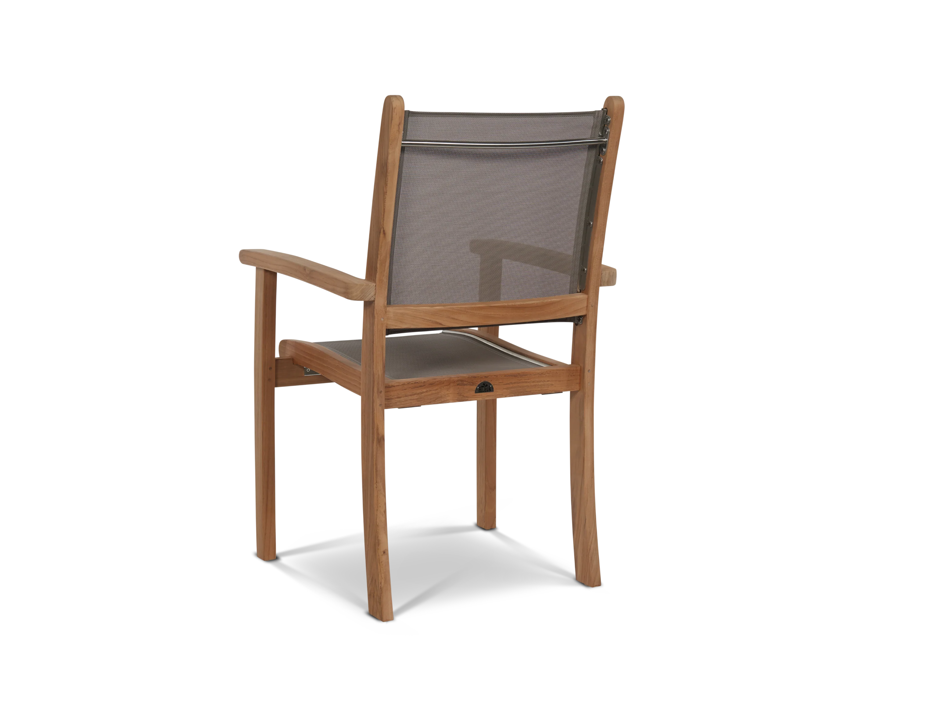 Pearl 5-Piece Square Teak Taupe Outdoor Dining Set with Stacking Armchairs - Image 5