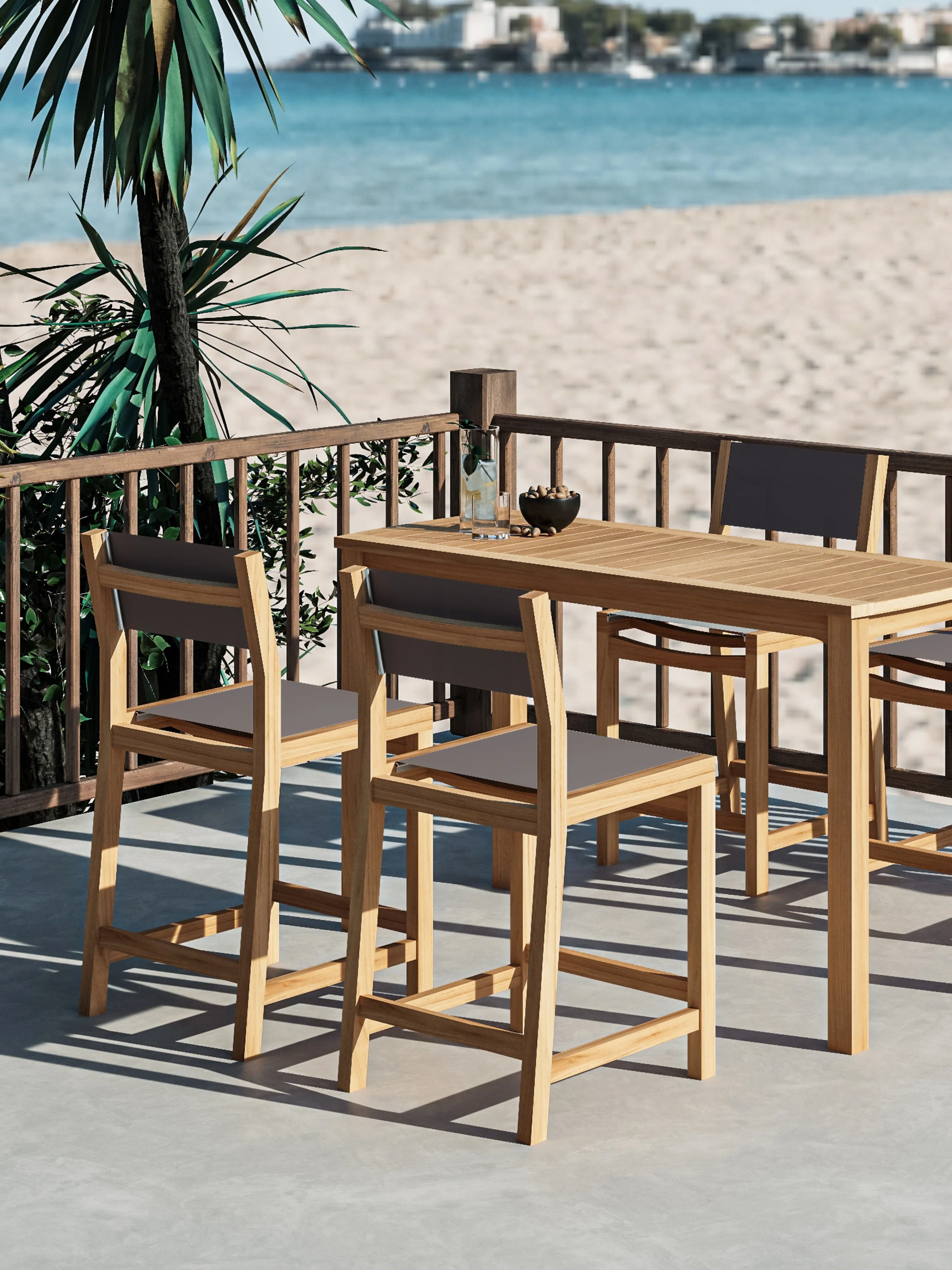 Pearl Teak Taupe Outdoor Counter Height Dining Chair - Image 9