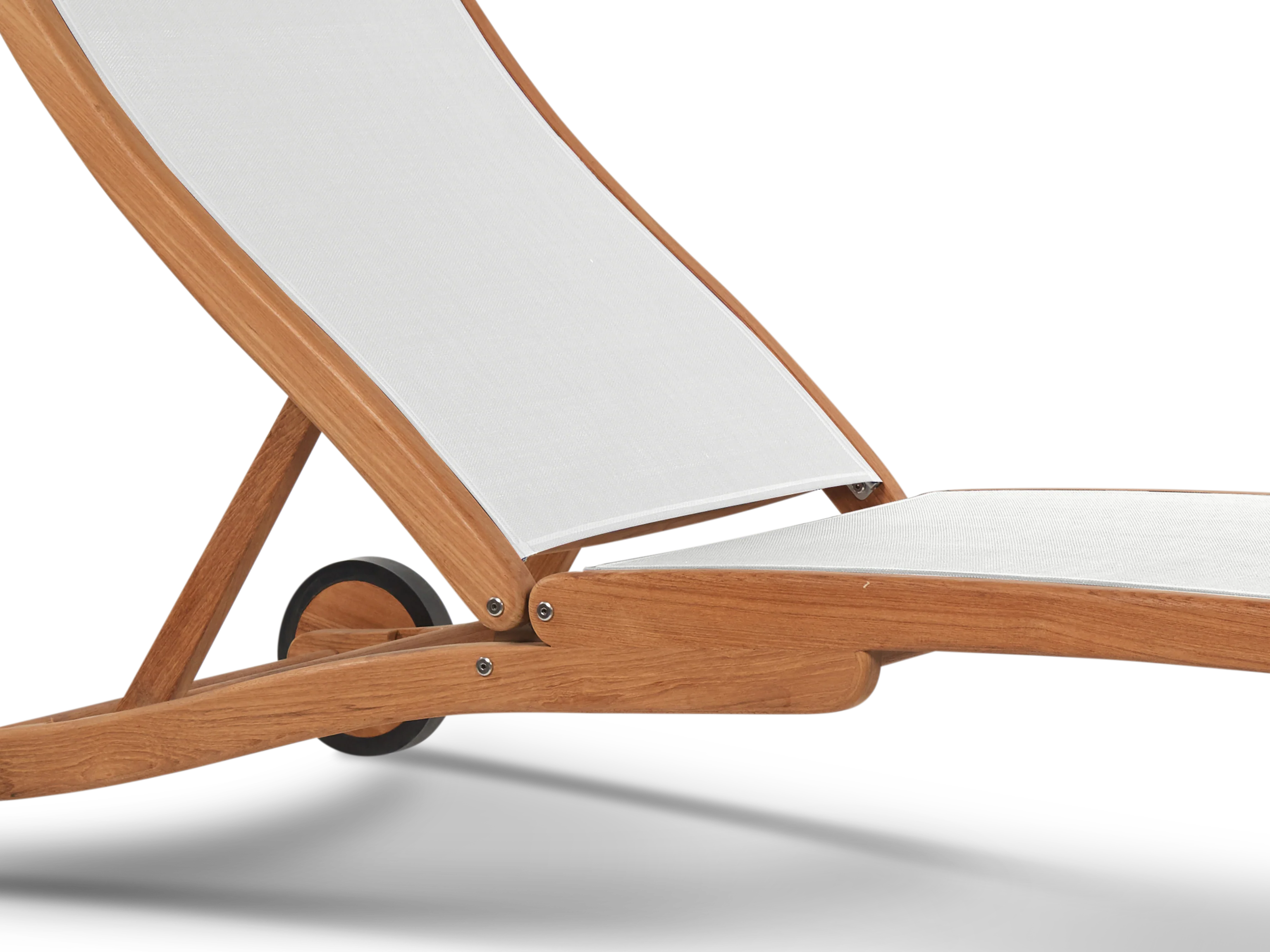 Pearl Teak White Outdoor Reclining Sunlounger with Rear Wheels - Image 2