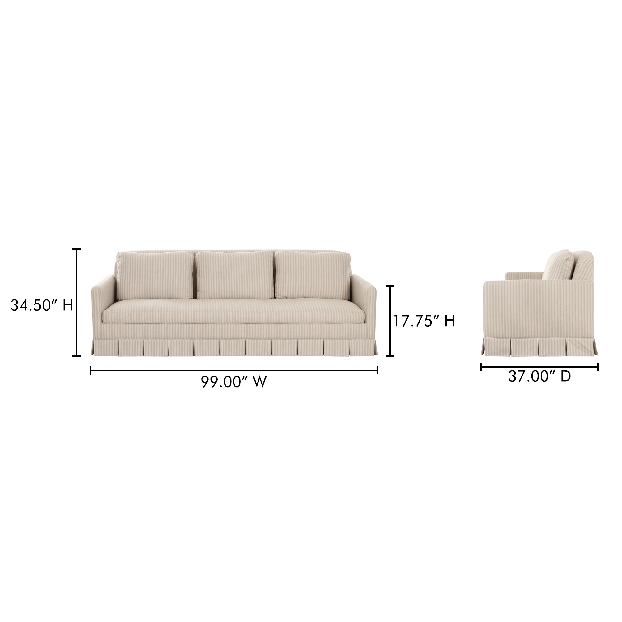 Pellicano Beige Stripe Sofa - Image 11