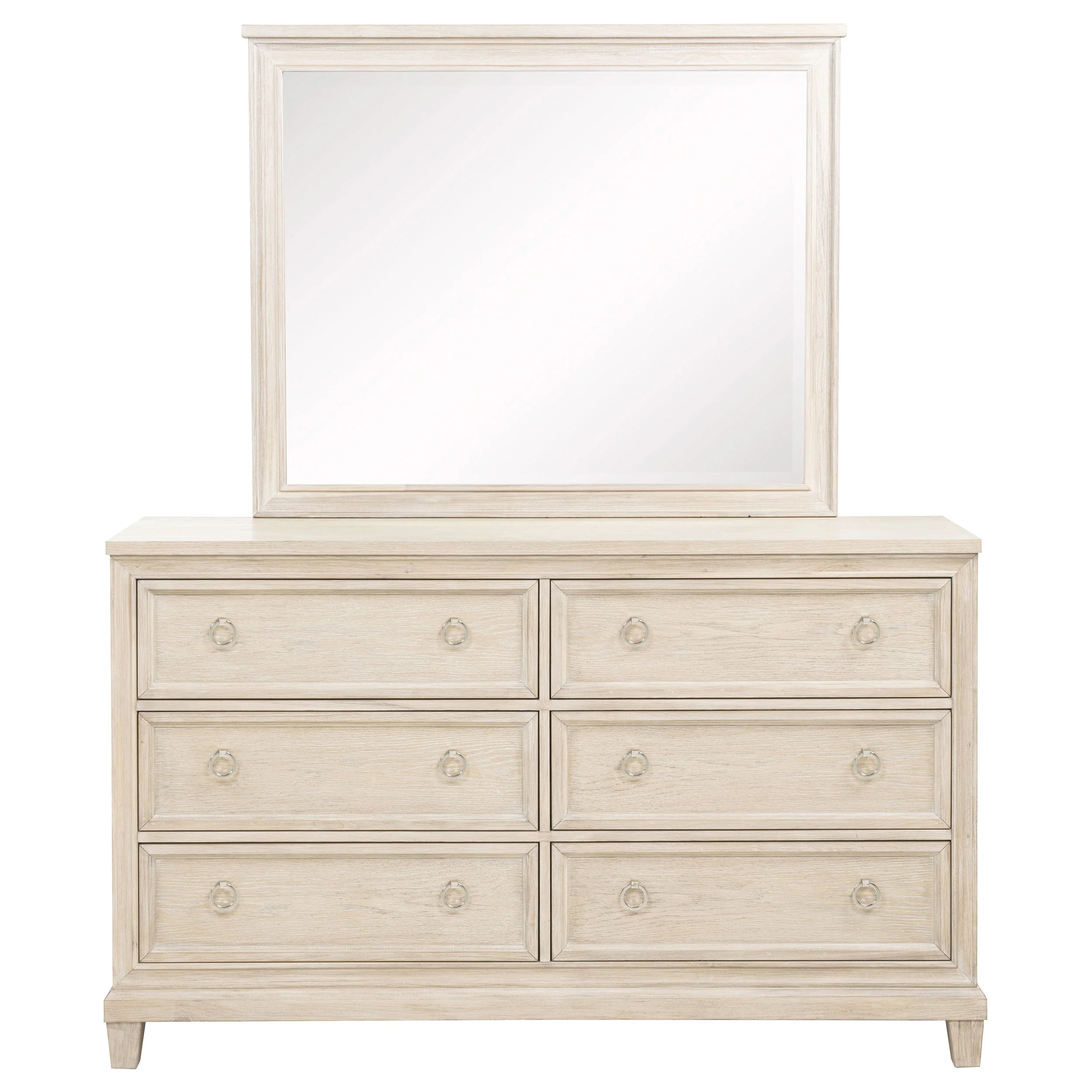 Pembroke Washed Oak 6-drawer Bedroom Dresser with Mirror - Image 3